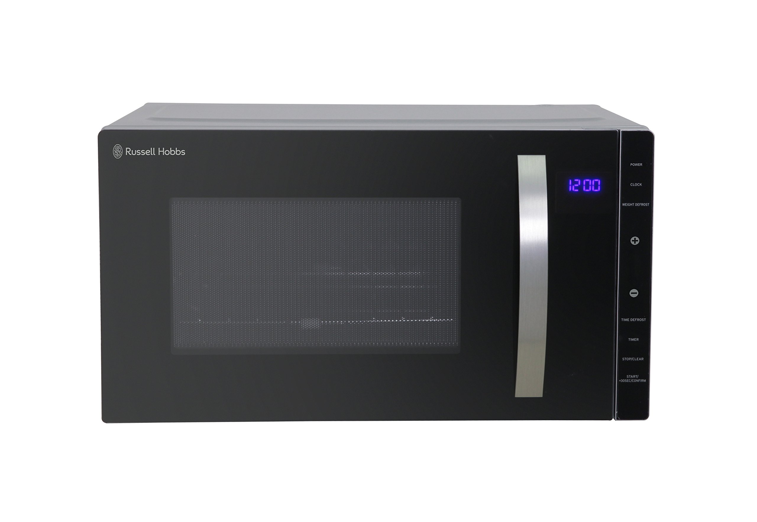 Russell Hobbs RHFM2363S 23L 800W Silver Digital Microwave - 5 Power Levels, 8 Auto Cook Menus, Easy Clean Interior, Clock & Timer, Auto Defrost - Perfect for Small Kitchens, Dorms & Offices