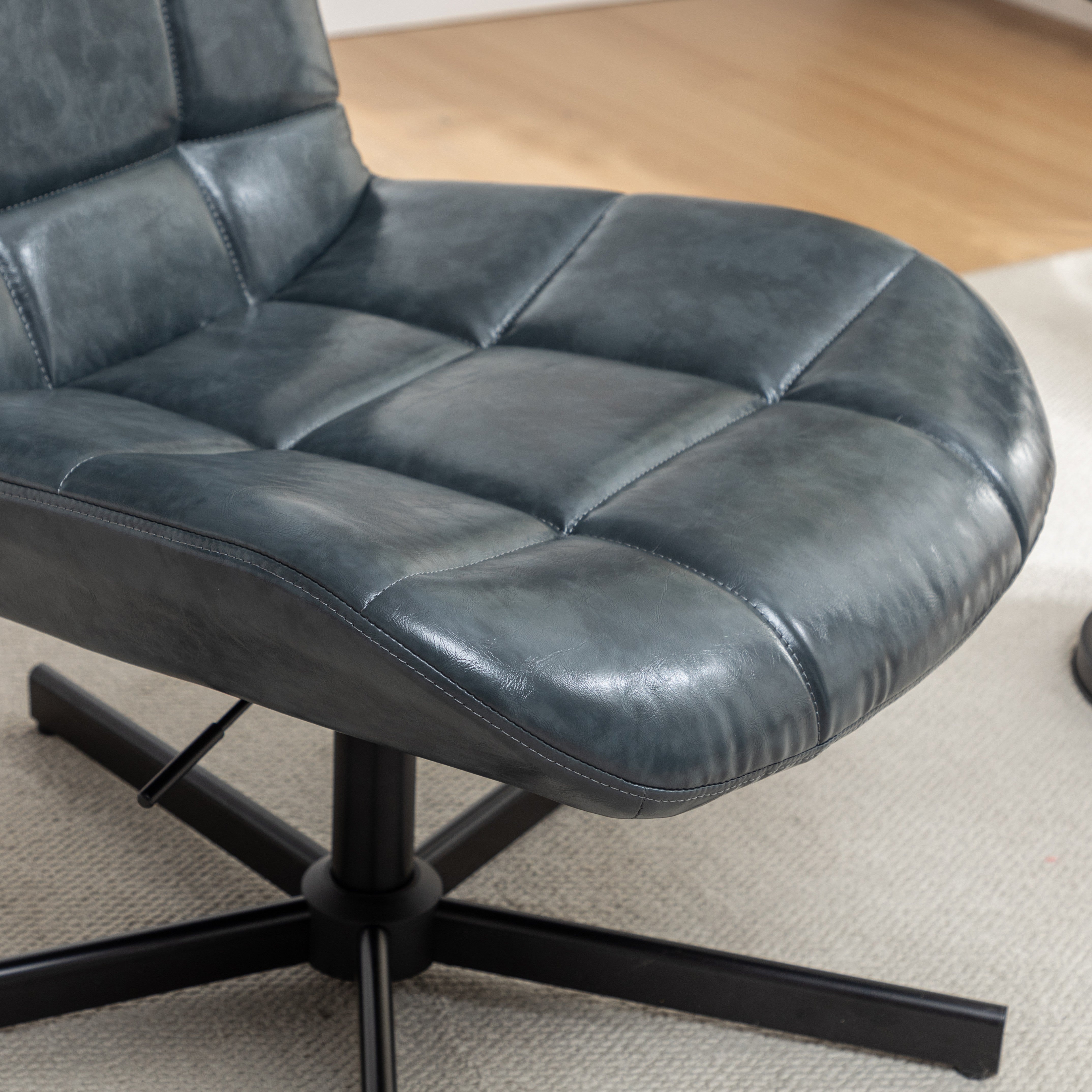 Roundhill Furniture Arlena Faux Leather Tufted Swivel Accent Chair - Modern Living Room Lounge Chair for Home Office, Reading Nook & Bedroom Decor