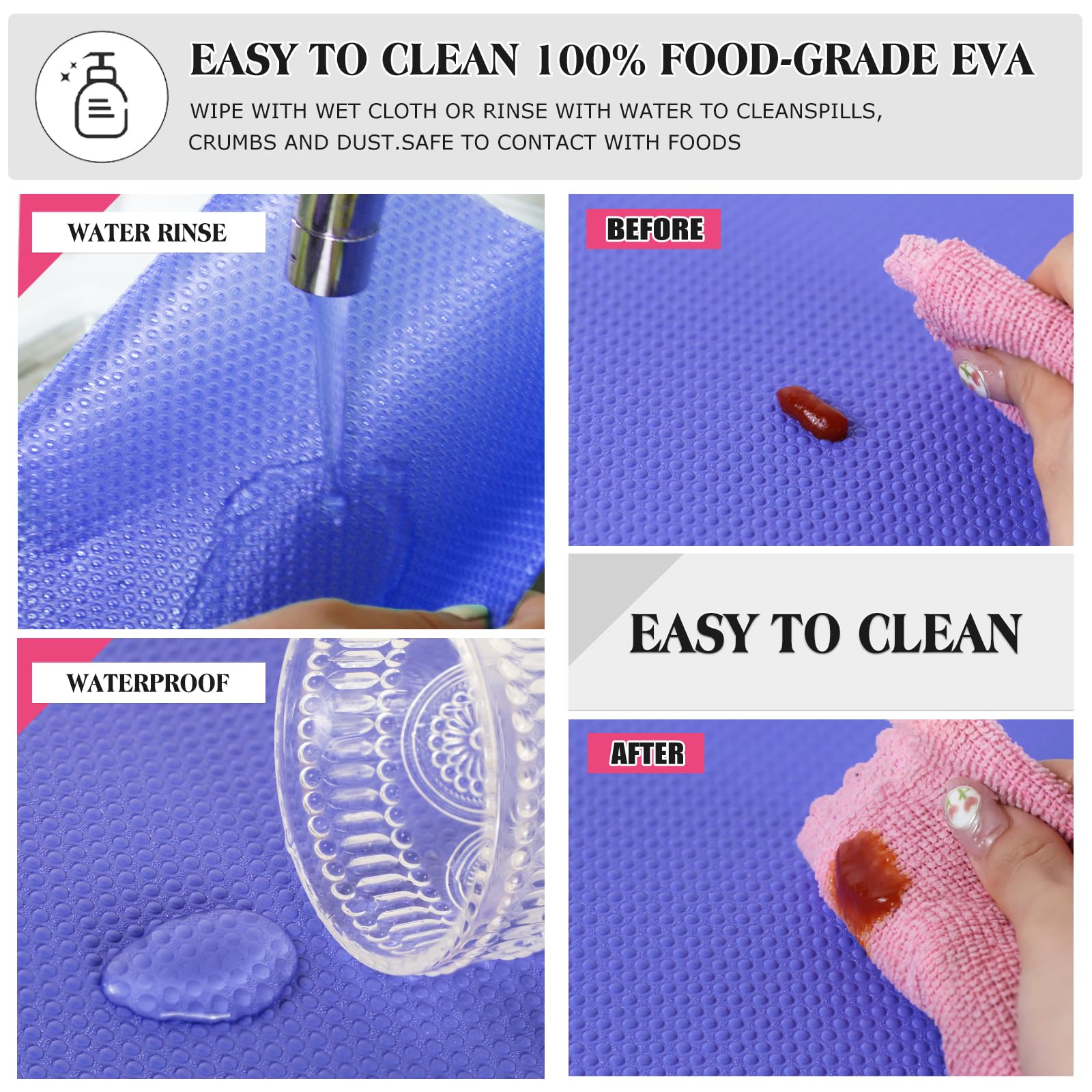 10-Pack Washable Refrigerator Liners & Shelf Mats - Non-Slip Fridge Pads for Cabinet, Drawer & Kitchen Organization (Purple) - Perfect for Food Storage & Spill Protection