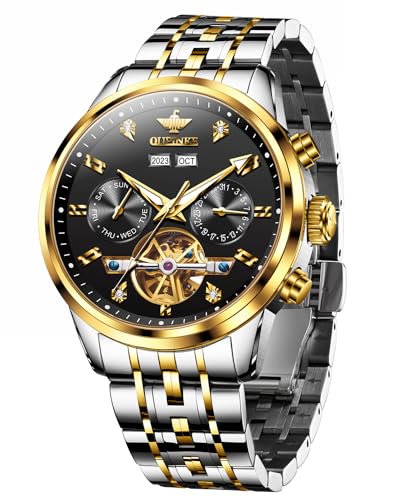 3248:Gold silver strap&black dial