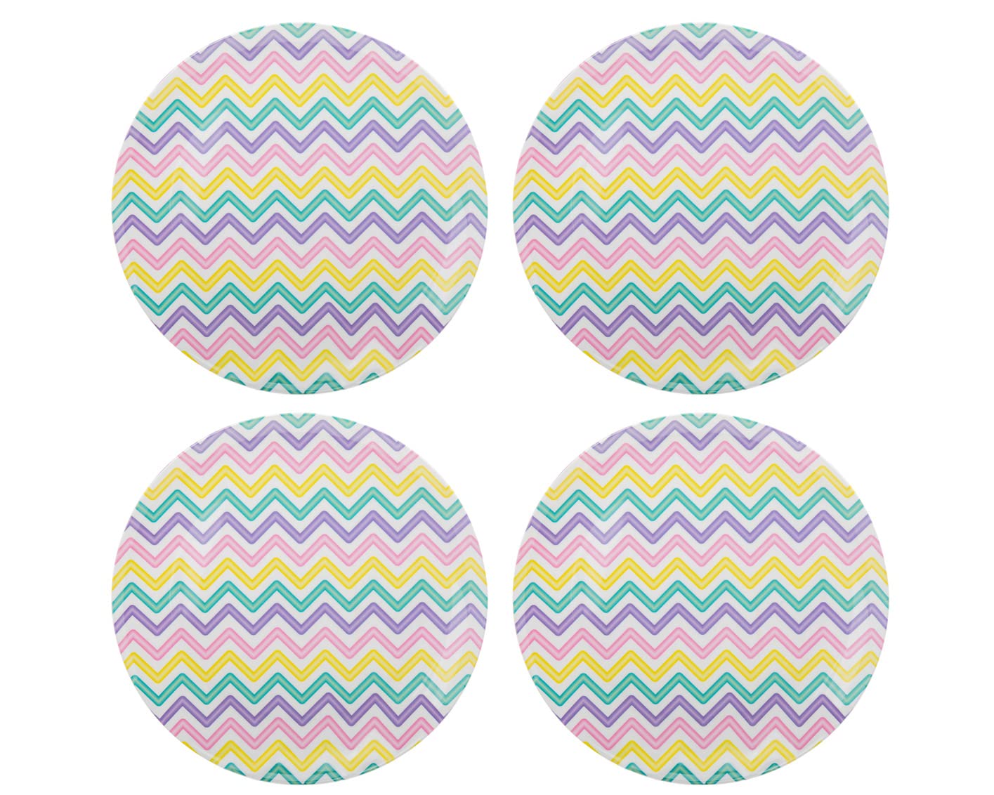 Godinger 11-inch Melamine Dinner Plate Set - Shatterproof, Dishwasher Safe, Zig Zag Design - Perfect for Outdoor Dining, Picnics, and Everyday Use