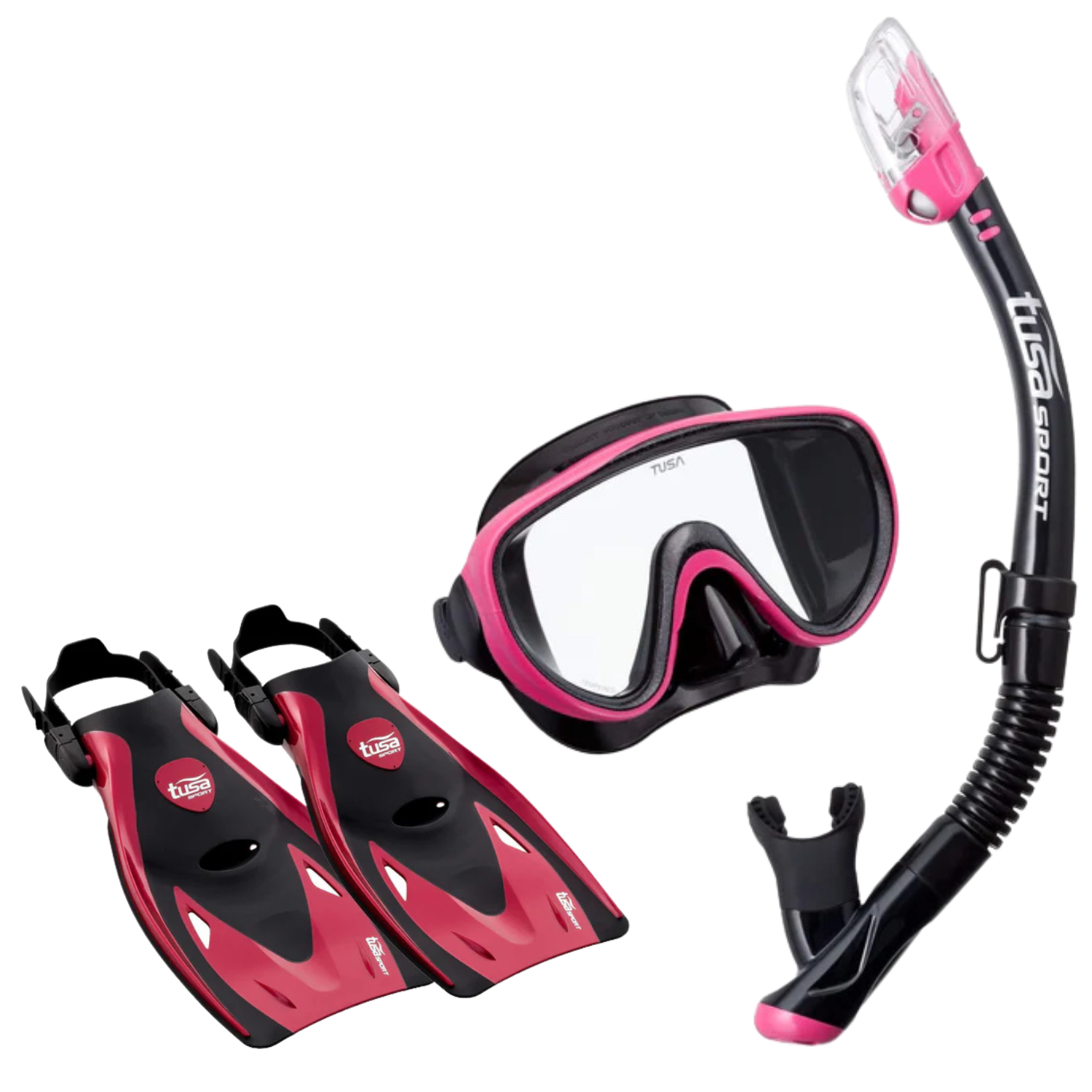 Tusa Serene Snorkel Set with Adjustable Fins - Full Face Snorkeling Mask & Swim Fins for Adults - Perfect for Beach Vacations, Pool Swimming & Ocean Exploration