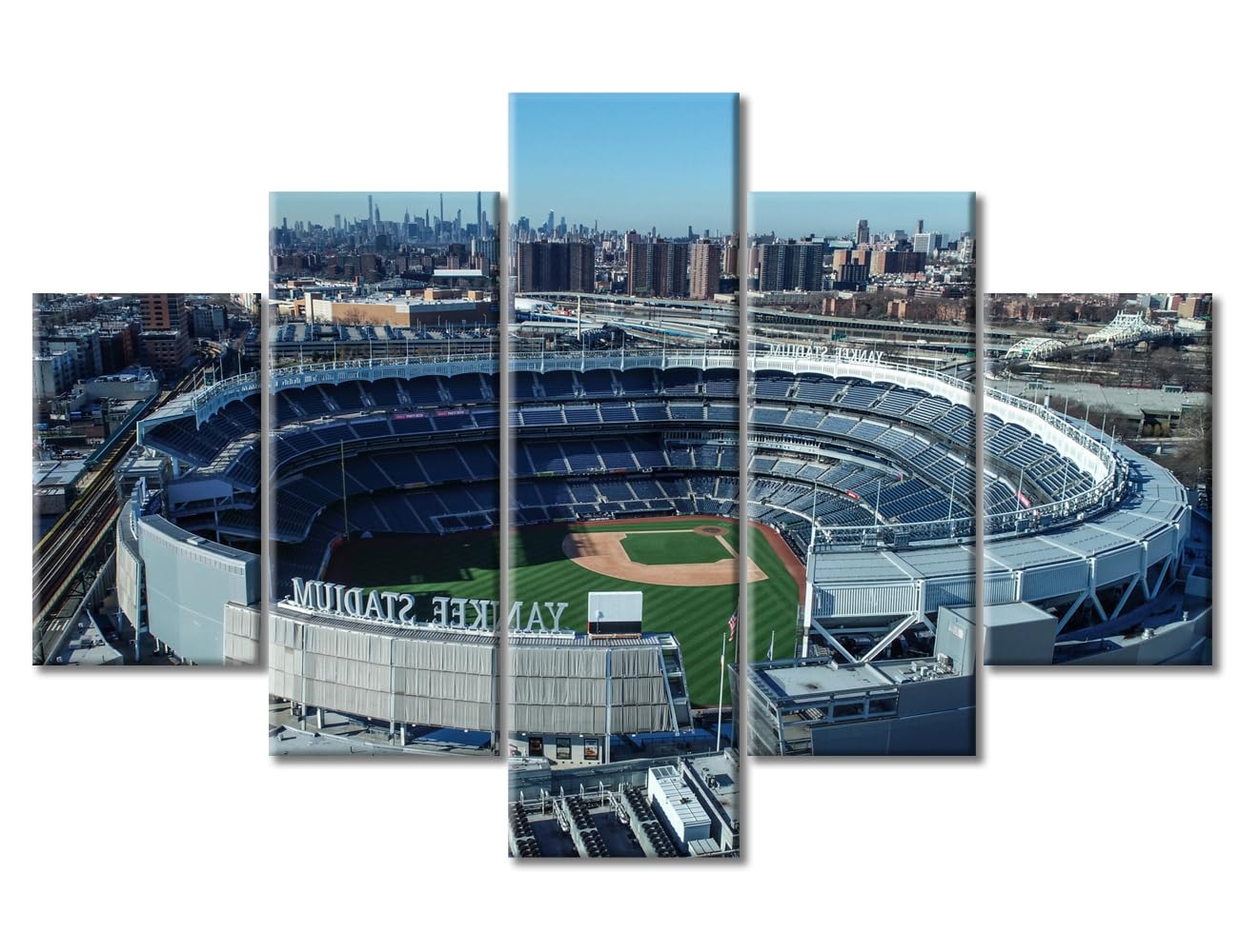 5-Panel Baseball Stadium Canvas Wall Art - Modern Sports Decor for Bedroom, Living Room & Office - Framed Yankee Stadium Painting (60