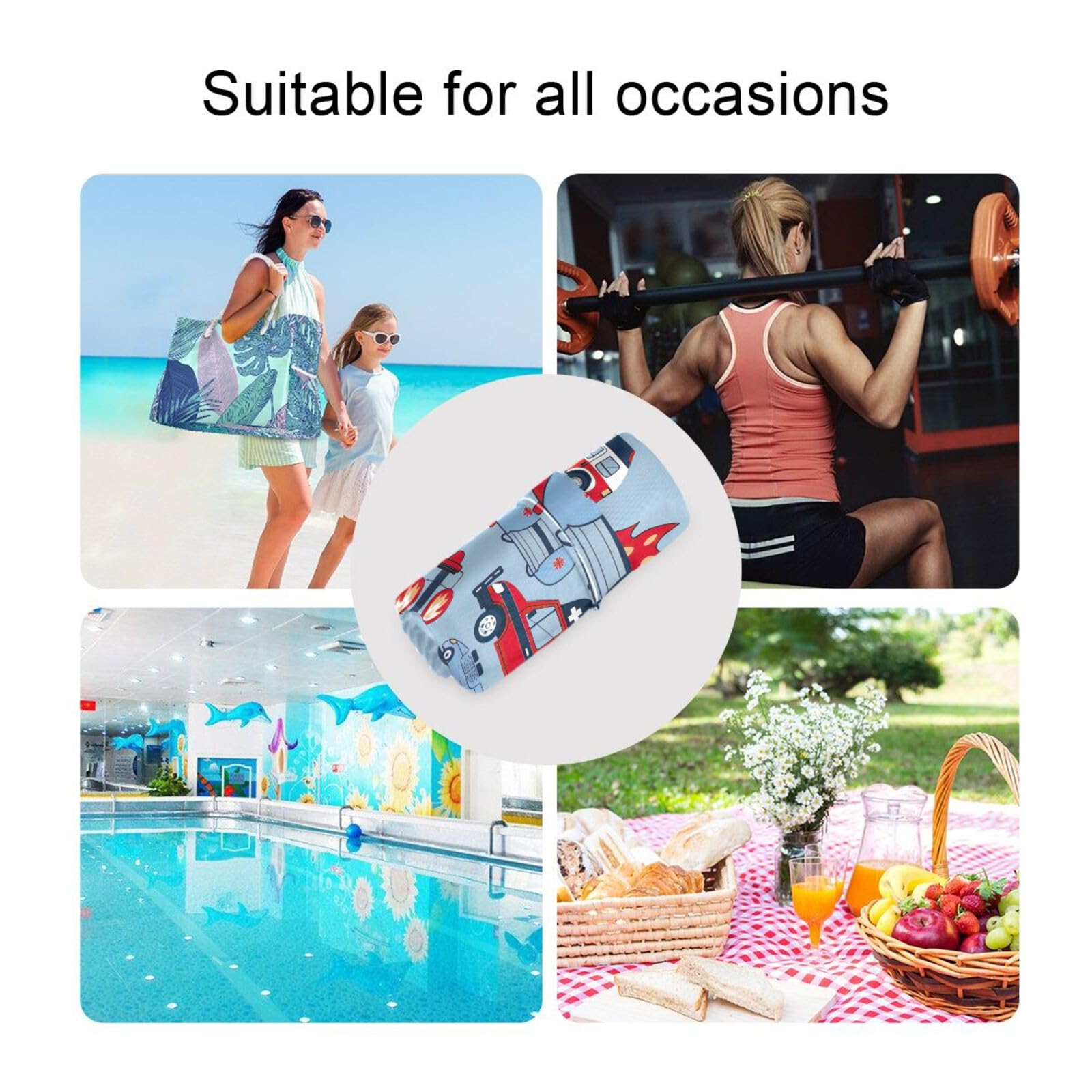 Waterproof Wet Dry Bag Set of 2 - Cute Fire Truck & Police Car Design Diaper Bag for Travel, Beach, Gym, Swimming & Baby Essentials Storage | Kawaii Style