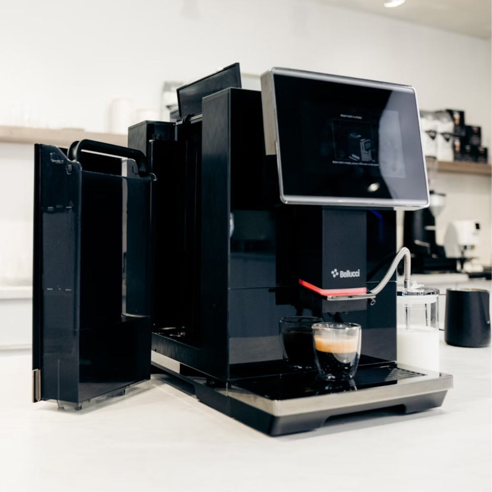 Bellucci Bistro Automatic Espresso Machine - 15 Bar Pressure, Milk Frother, Programmable Coffee Maker for Home & Office Use - Perfect for Cappuccino, Latte & Espresso Lovers