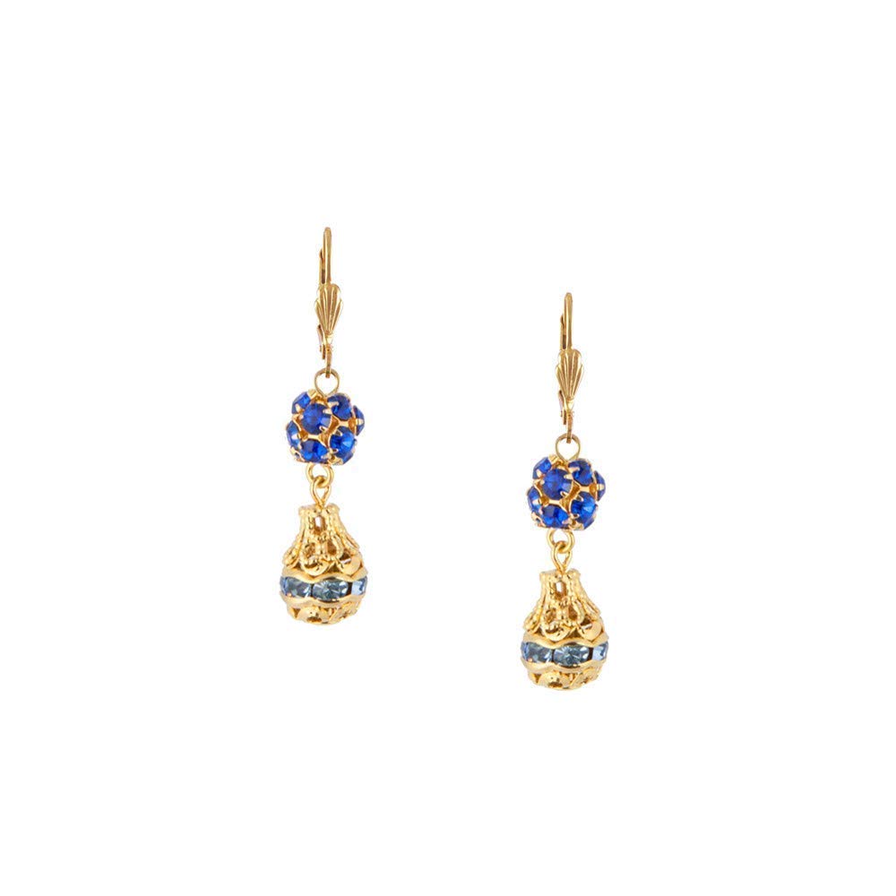 Handmade Valencia Earrings for Women | Gold Plated Austrian Crystal, Emerald & Sapphire Stud Earrings | Handcrafted in New York by Alzerina Jewelry | Perfect for Weddings, Parties & Special Occasions