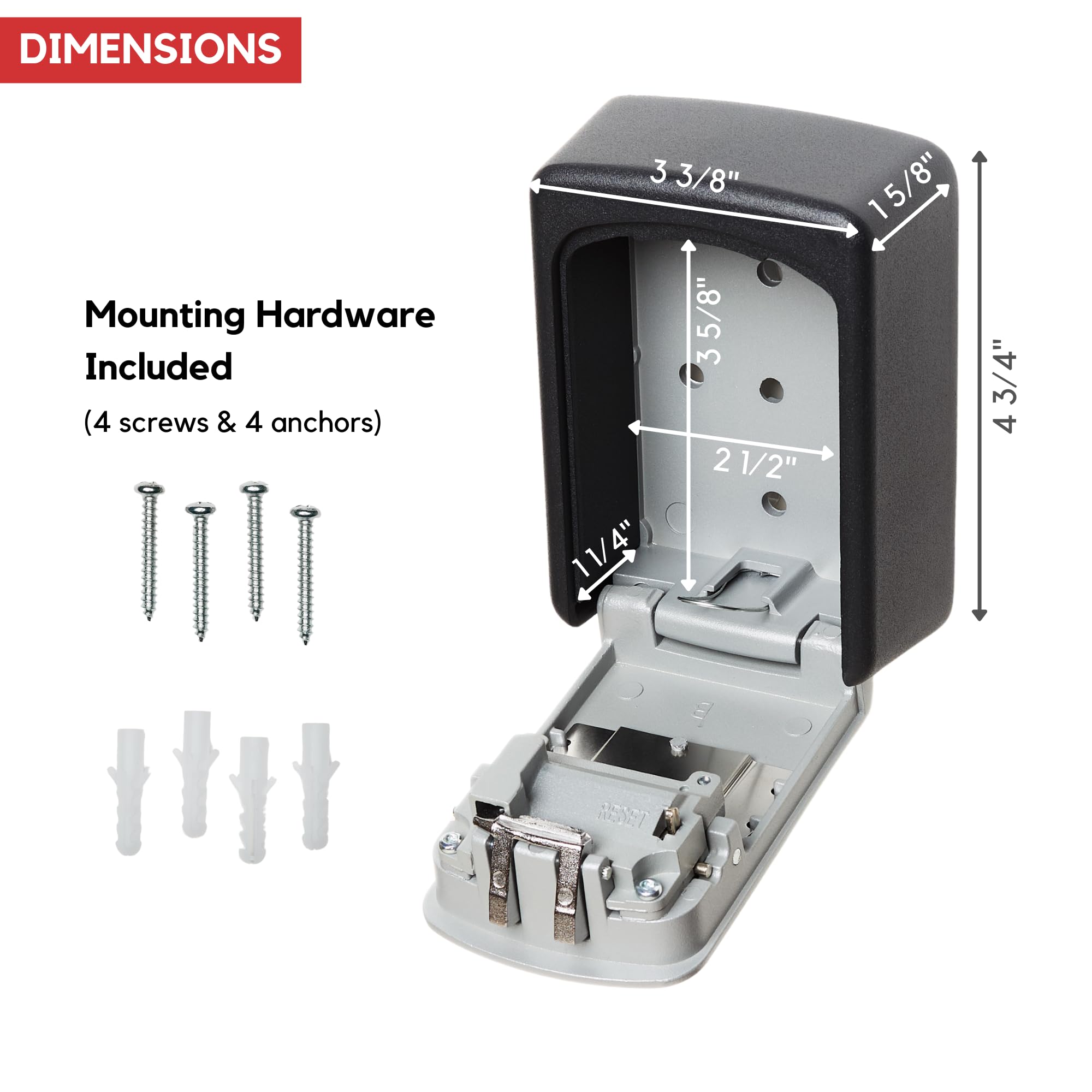 FESA Outdoor Key Lock Box - 4-Digit Combination Lock Box for Keys & Car Key Fobs - Wall Mount or Hanging Key Storage - Secure Key Holder for Vacation Homes, House Sitters, Realtors - Ideal for Airbnb Hosts, Property Managers & Emergency Access