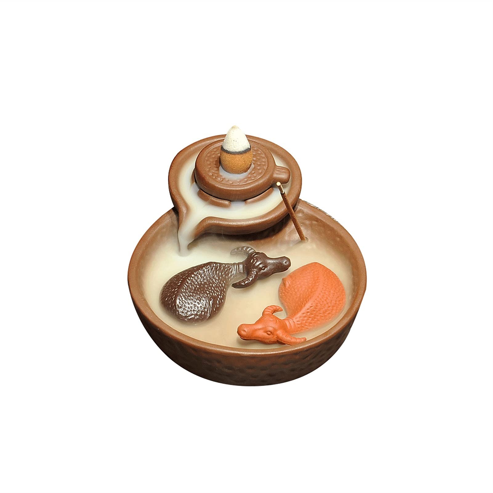 Ceramic Backflow Incense Burner with Waterfall Effect - 5.1×3.9×1.7 Inch Zen Home Decor for Aromatherapy, Meditation & Relaxation - Perfect for Living Room, Bedroom and Yoga Space
