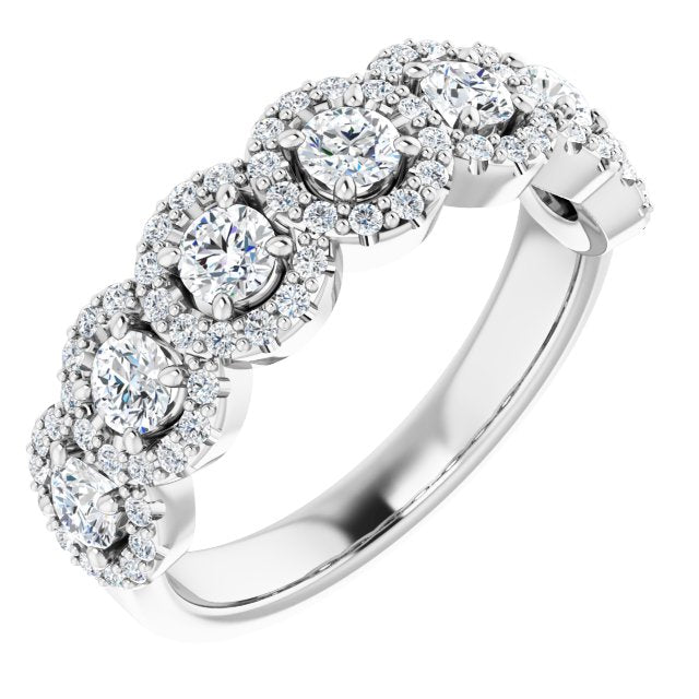 1.00 Carat Round Cut Diamond Halo Wedding Band Ring - Elegant Bridal Jewelry for Engagement, Proposal & Anniversary Gifts