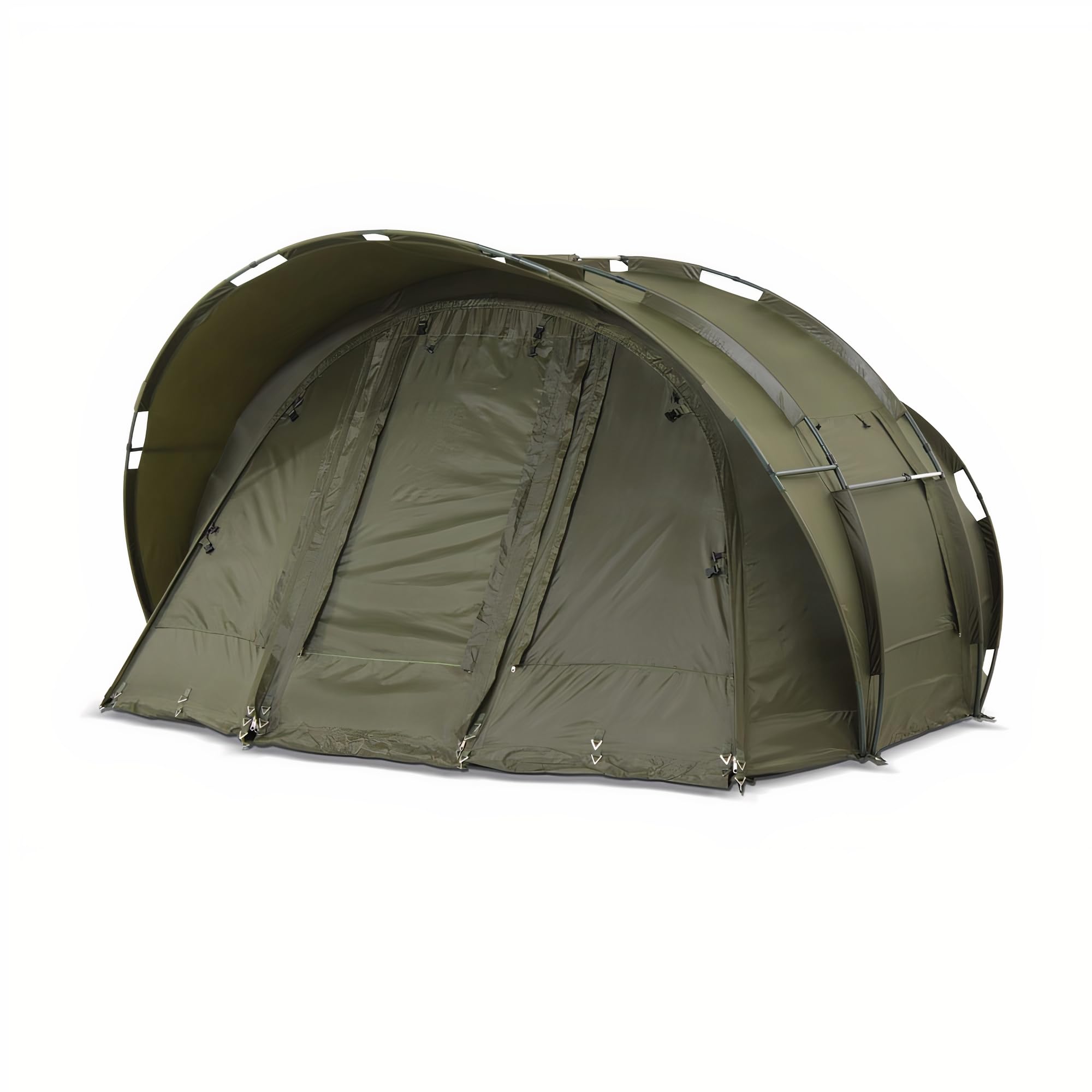 Lucx Leopard Bivvy Fishing Tent - 2-3 Person Waterproof Carp Dome Shelter (10,000mm, Olive Green) for Camping, Angling & Outdoor Adventures