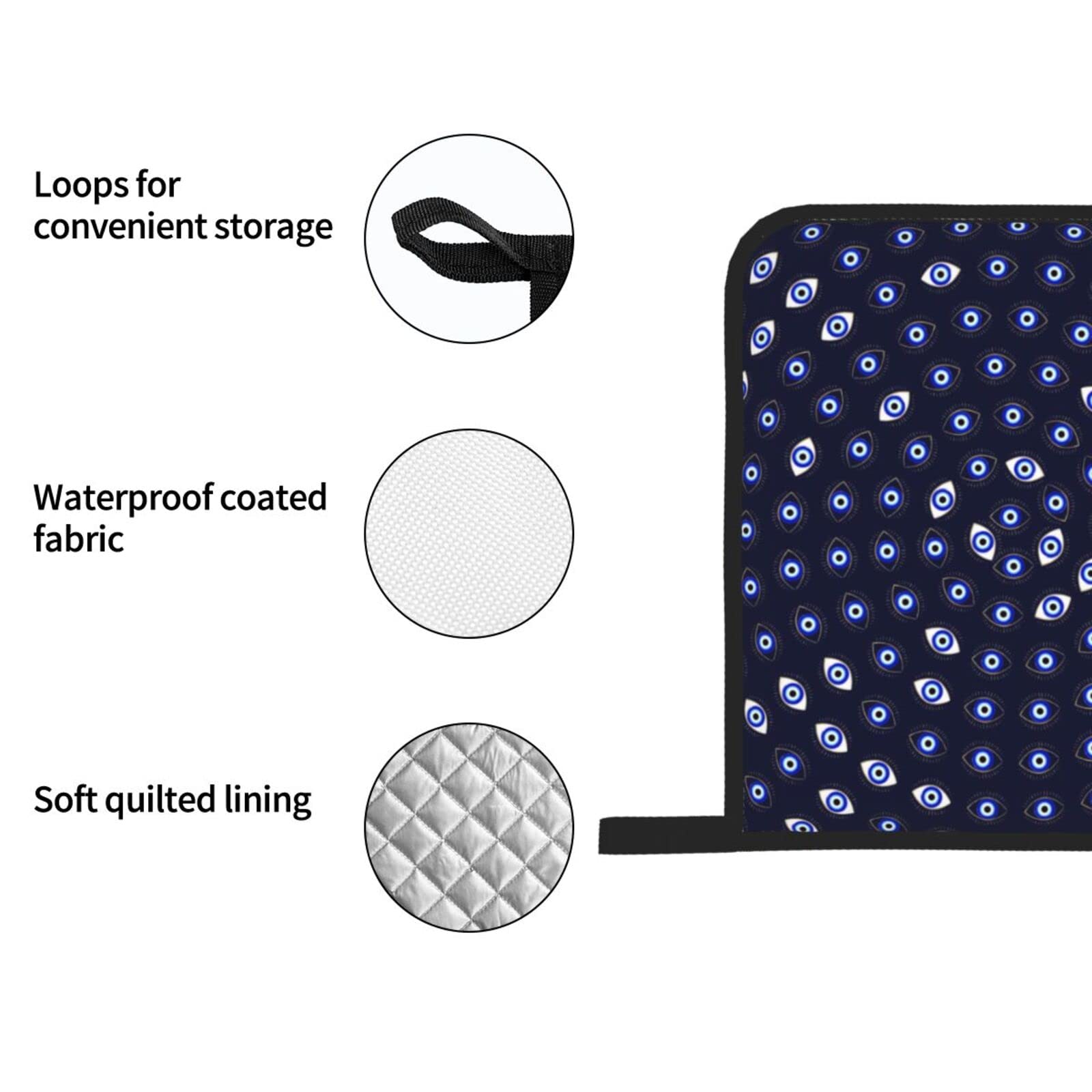 Blue Evil Eye Oven Mitts and Pot Holders Set - Heat Resistant Kitchen Gloves for Baking, Cooking & Grilling - Lucky Charm Protection for Home & Restaurant Use