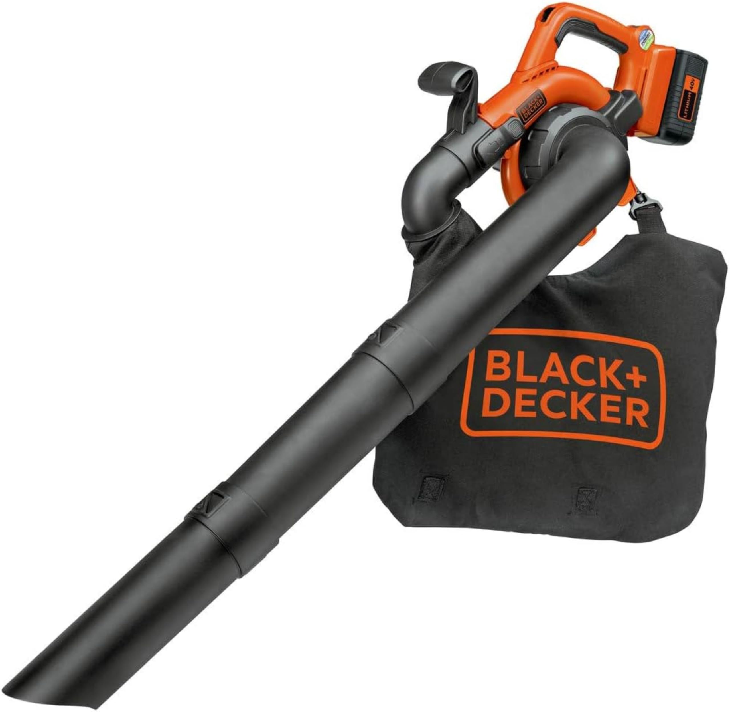 BLACK+DECKER 40V Cordless Leaf Blower Kit with 120 MPH Air Speed, 6-Speed Dial, Built-In Scraper & Collection Bag - Includes Battery & Charger (LSWV36) - Perfect for Yard Cleanup, Driveway Clearing & Fall Leaf Removal