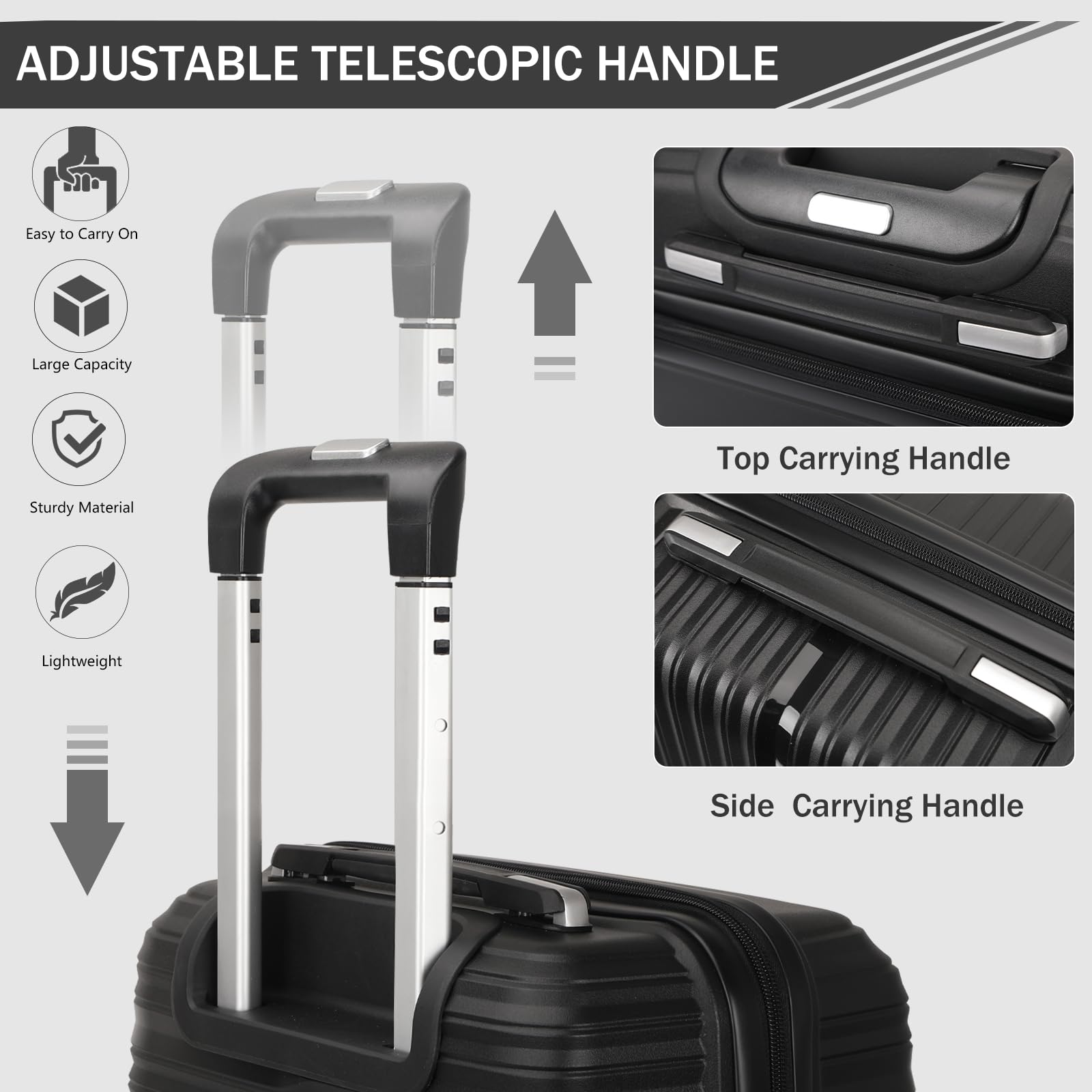 3-Piece Lightweight Hardshell Luggage Set with Spinner Wheels & TSA Lock - Carry-On Suitcase, Checked Bag & Weekender Duffle Bag for Air Travel, Business Trips & Family Vacations