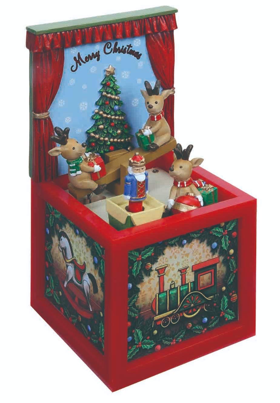 Set of 2 Musical Reindeer Seesaw Blocks - 7.4 Inch Christmas Tabletop Decor - Perfect for Holiday Home Decoration, Office Desk Display & Festive Gift Giving