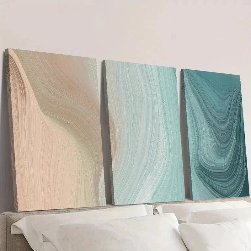 3-Piece Abstract Brown Turquoise Wall Art Set - 60x90cm Framed Canvas Prints | High Quality Australian Made Ready-to-Hang Decor for Living Room, Bedroom & Office