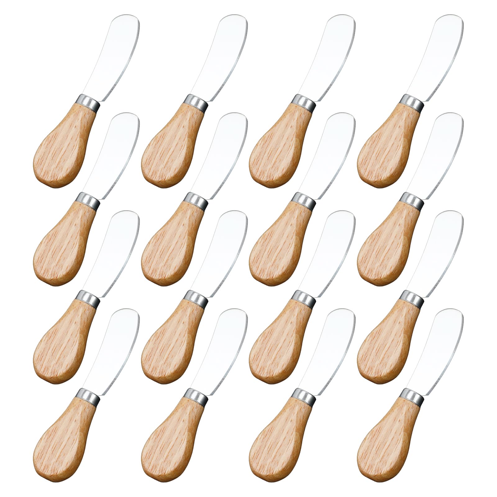 16-Piece Premium Stainless Steel Cheese and Butter Knife Set with Bamboo Handle - Ideal for Spreading Cream Cheese, Butter, Cake Frosting & Condiments - Perfect for Dinner Parties, Cheese Boards & Home Entertaining
