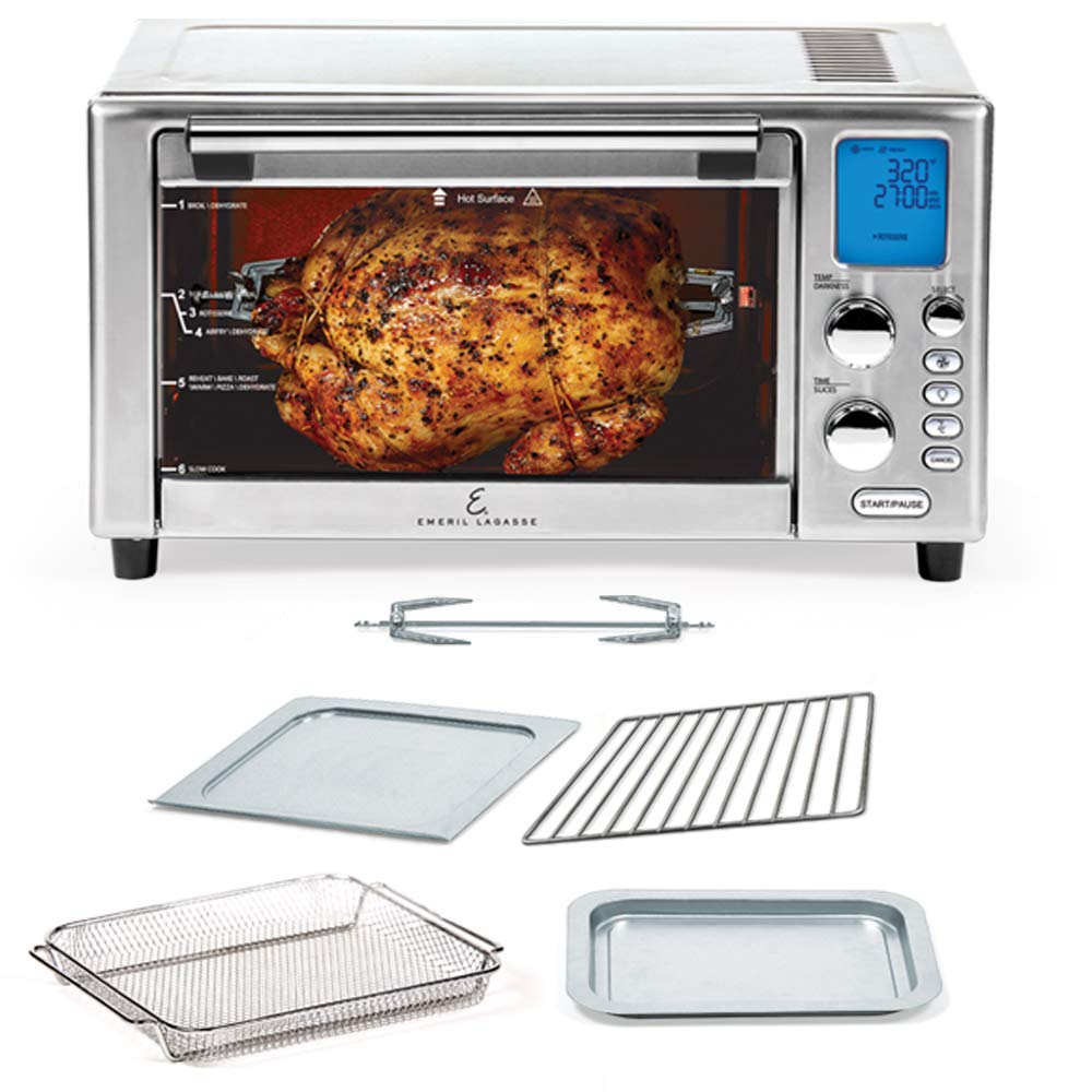 Emeril Lagasse Everyday 360 Stainless Steel Air Fryer - 9-in-1 XL Capacity with 360° Quick Cook Technology & 12 Preset Functions (Bake, Rotisserie, Broil, Pizza) - Perfect for Family Dinners, Healthy Meals & Quick Snacks