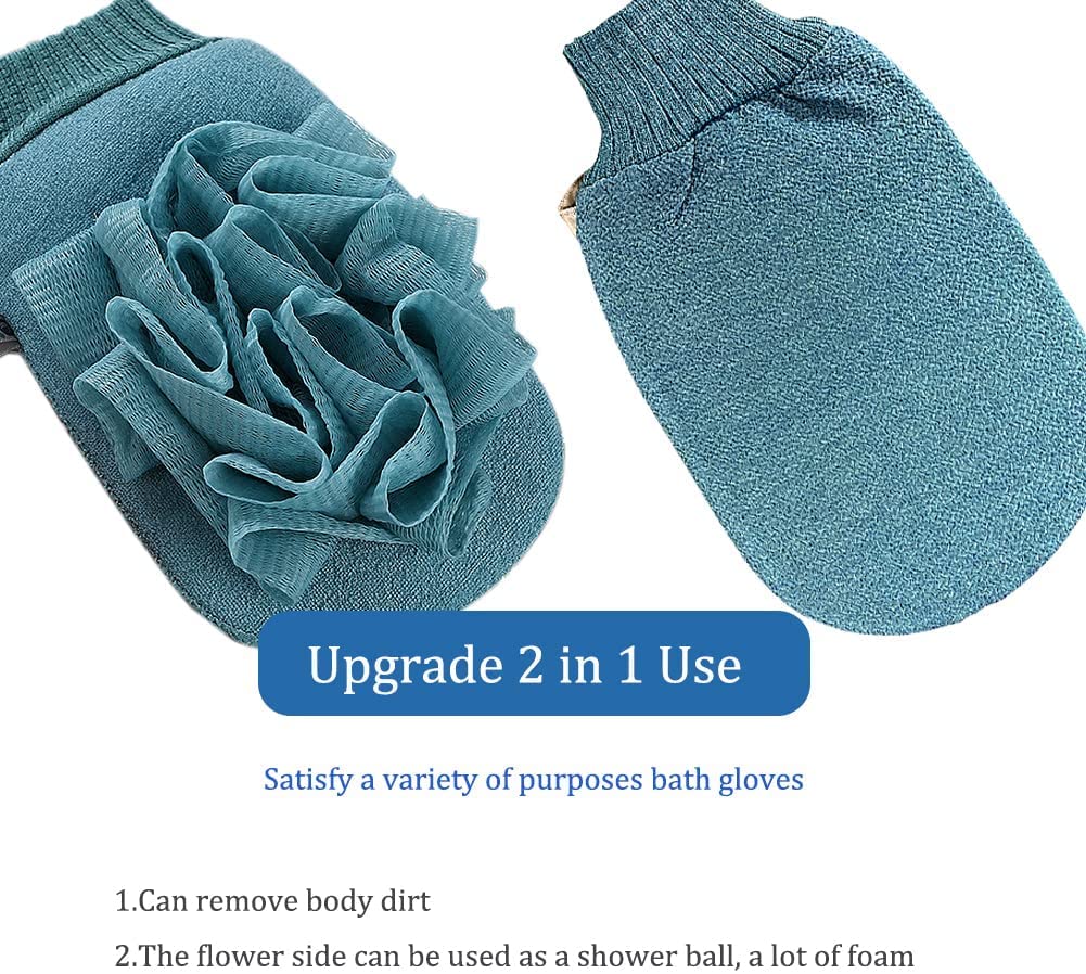 Exfoliating Gloves for Dead Skin Removal - 2 in 1 Kese Mitt & Loofah Bathing Glove | Moroccan Hammam Body Scrubber for Microdermabrasion at Home | Visibly Lifts Dead Skin, Tan Removal | Double-Sided Viscose & Cotton Fiber (1pc, Khaki) | Perfect for Spa Day, Self-Care Routine & Post-Workout Refresh
