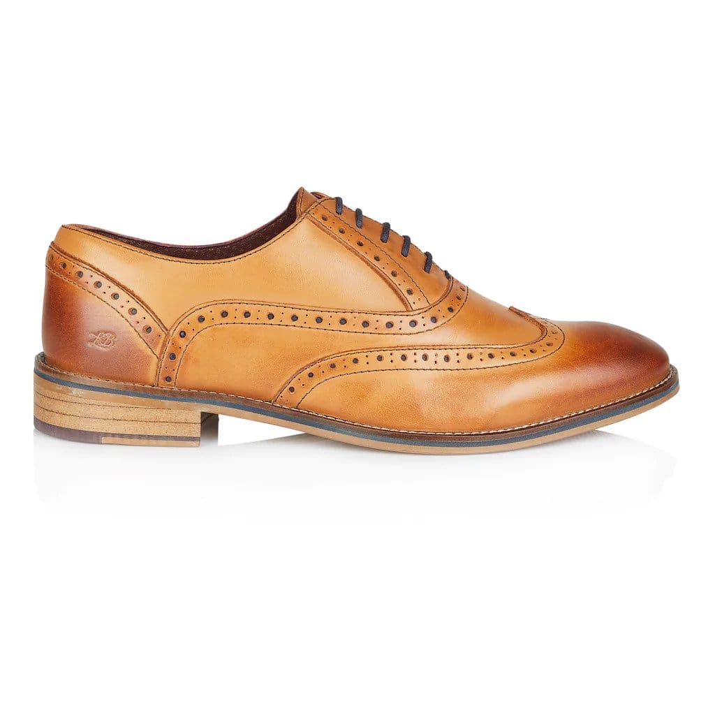 London Brogues Ripley Oxford Tan Men's Shoes - Classic Leather Dress Shoes for Business & Formal Occasions - Comfortable Office & Wedding Footwear
