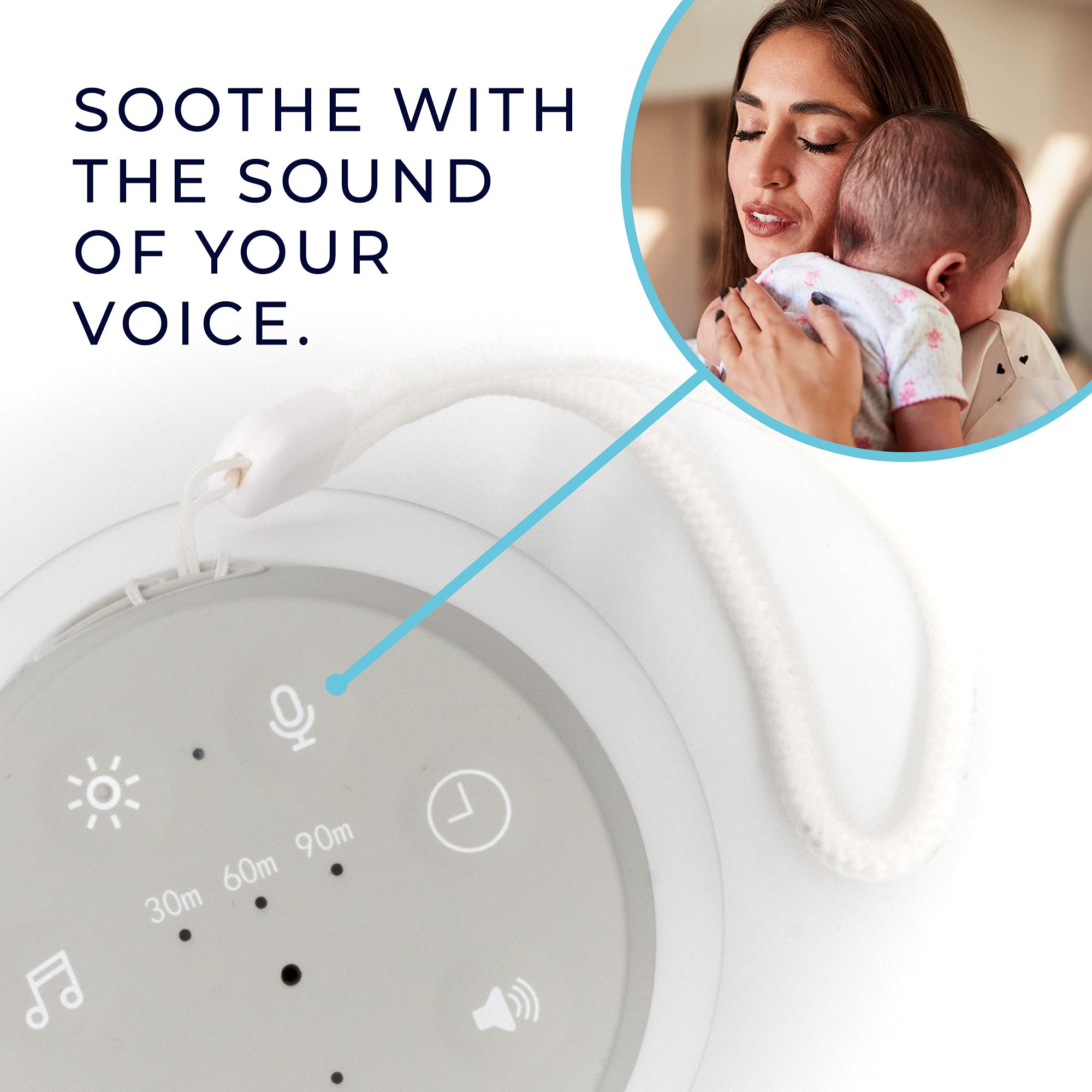 Yogasleep Baby Soother White Noise Sound Machine with Amber Night Light | Portable Travel Size Noise Cancelling Device for Infants | Perfect Baby Registry Gift & Nursery Decor | Ideal for Bedtime, Naptime & Travel