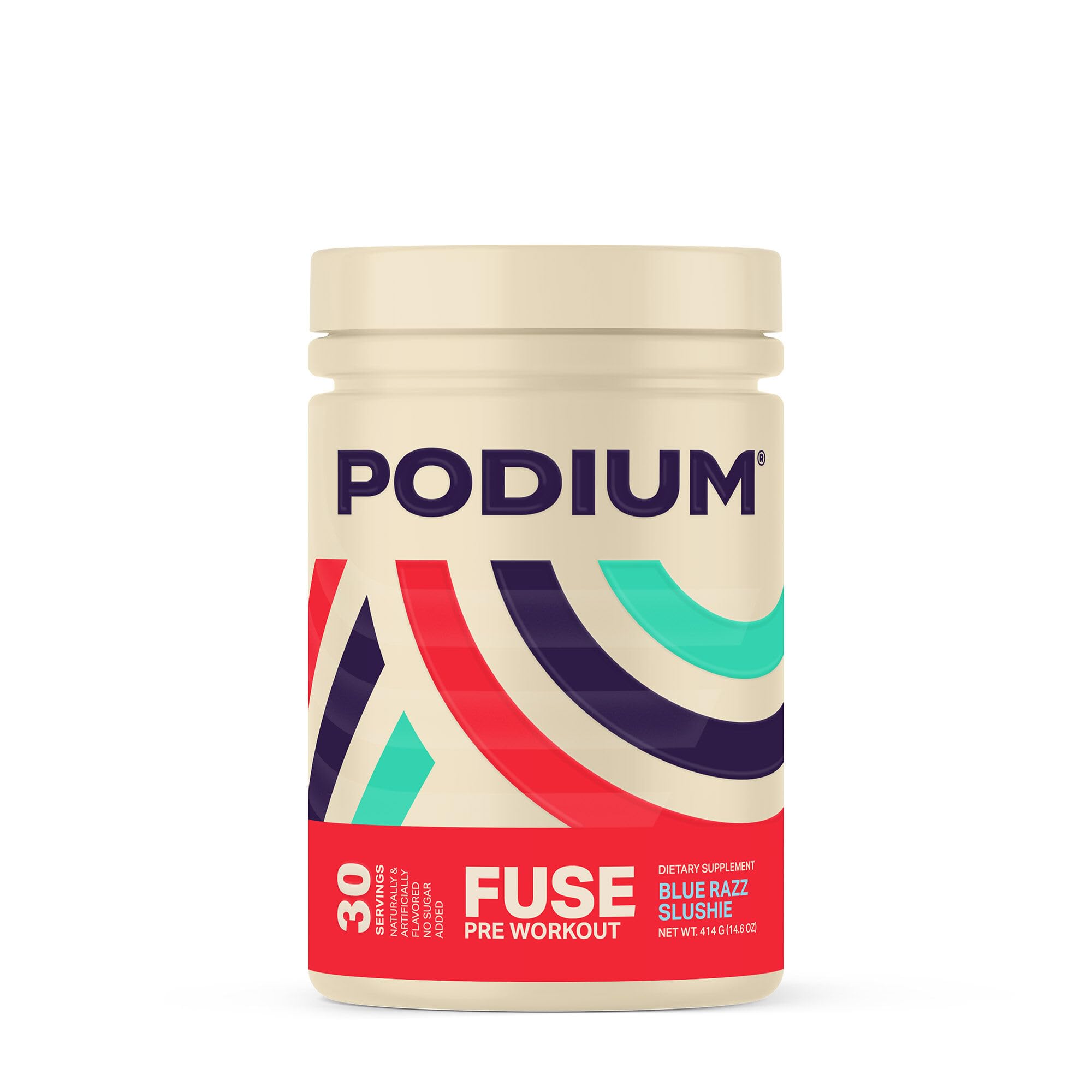 Podium Nutrition Fuse Pre Workout Powder - Blue Razz Slushie Flavor (30 Servings) | Beta Alanine & Caffeine Boost for Energy | Gluten Free, Soy Free, Dairy Free | Perfect for Gym, CrossFit & Intense Training