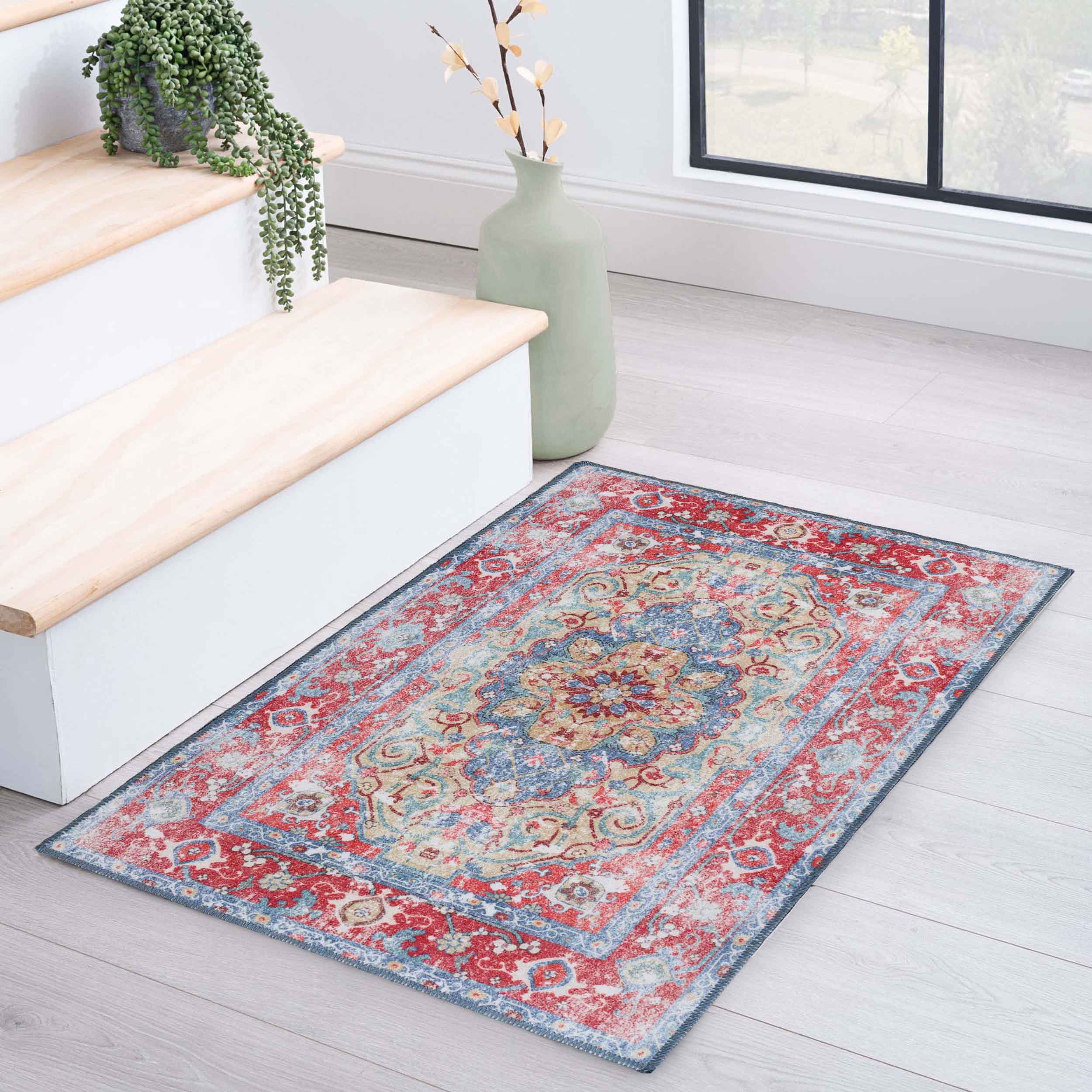 Tanager Rustic Non-Slip Machine Washable Indoor Area Rug & Runner Rug - Perfect for Living Room, Bedroom, or Hallway Decor