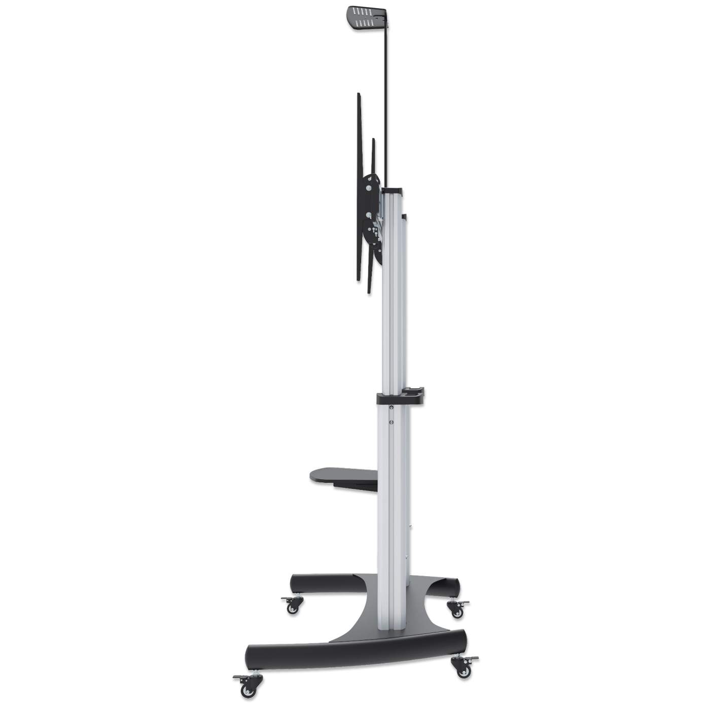 Heavy Duty Adjustable TV Stand Cart with Wheels - Aluminum Multimedia Rolling Stand for Living Room, Bedroom, Office - Perfect for Flat Screen TVs, Monitors & Home Theater Systems