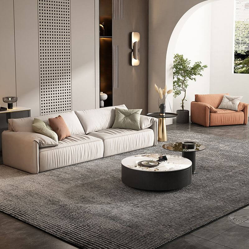 Water Resistant Light Gray Solid Color Sofa Set - 6/5/4 Seater with Pillows for Living Room, Lounge & Family Gatherings