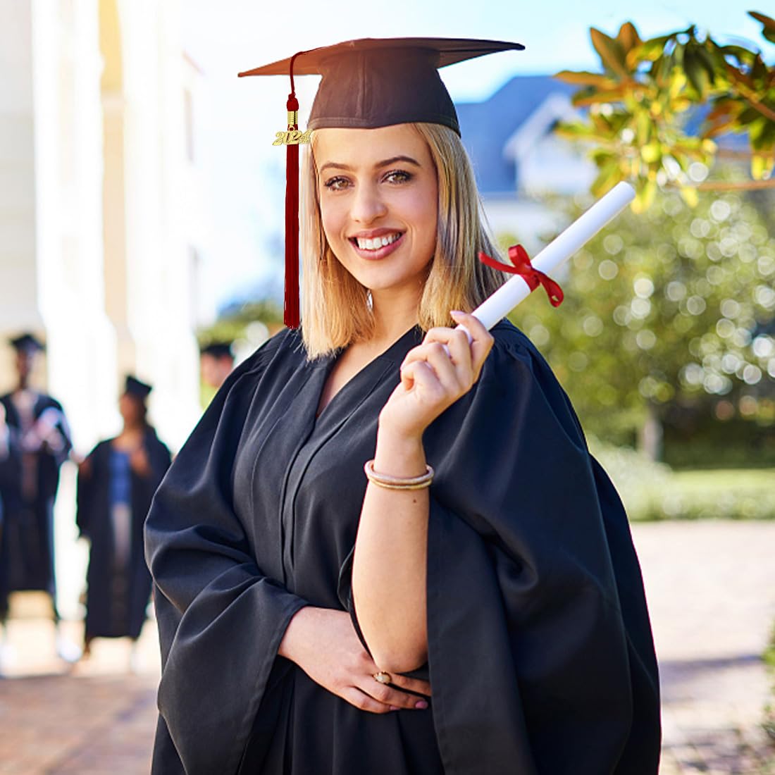 2024 Graduation Tassels - Premium Graduation Cap Tassel Decorations with 2024 Year Charms for High School & College Graduation Ceremonies, Parties & Photo Props (Red) - Perfect for Graduation Gifts, Cap Decor & Commencement Celebrations