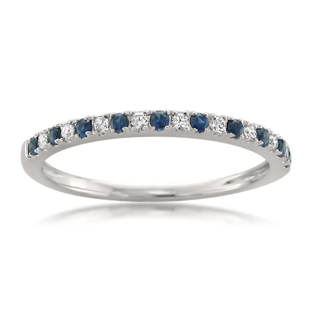 1/4 Carat Natural Diamond 14K White Gold Pave-Set Wedding Band Ring for Women (H-I, VS2-SI1) - Bridal Jewelry Gift with Elegant Box (Red Ruby, Black Diamond, Blue Sapphire & White Diamond Options) | Perfect for Engagement, Anniversary & Special Occasions