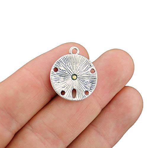 4 Antique Silver & Gold Sand Dollar Charms - SC6477 | Beach Jewelry for Necklaces, Bracelets & DIY Crafts | Perfect for Coastal Decor, Nautical Gifts & Boho Fashion Accessories