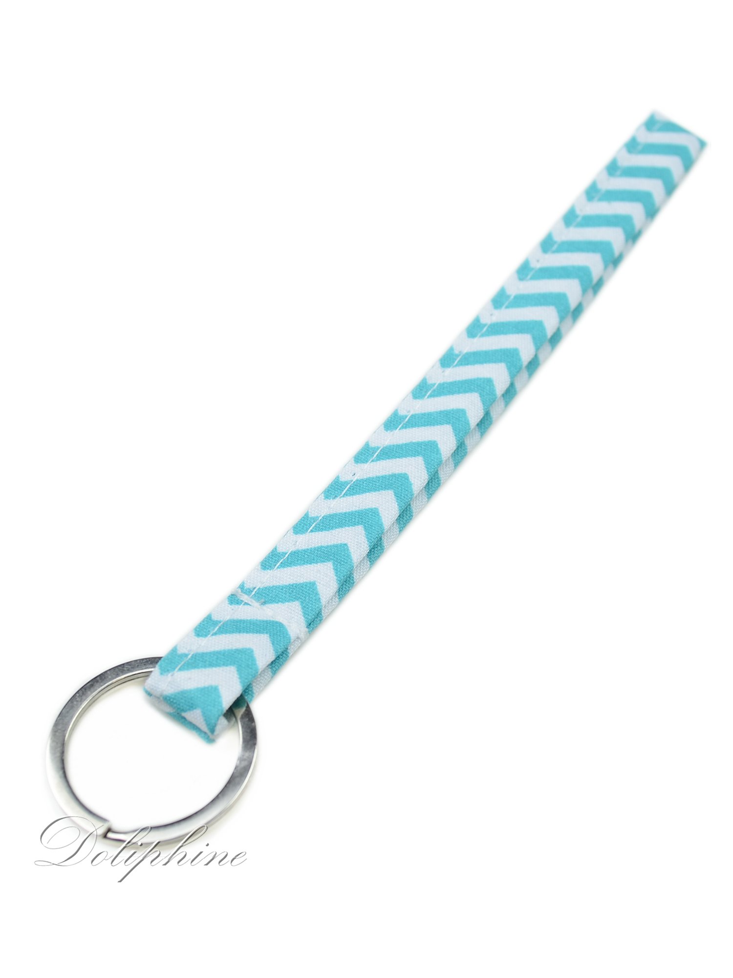 Narrow Pattern Fabric Wristlet Keychain - Key Fob Holder for Keys, ID Badge, USB Drive & Purse (Aqua) | Perfect for Office, Gym & Travel Accessories Organization