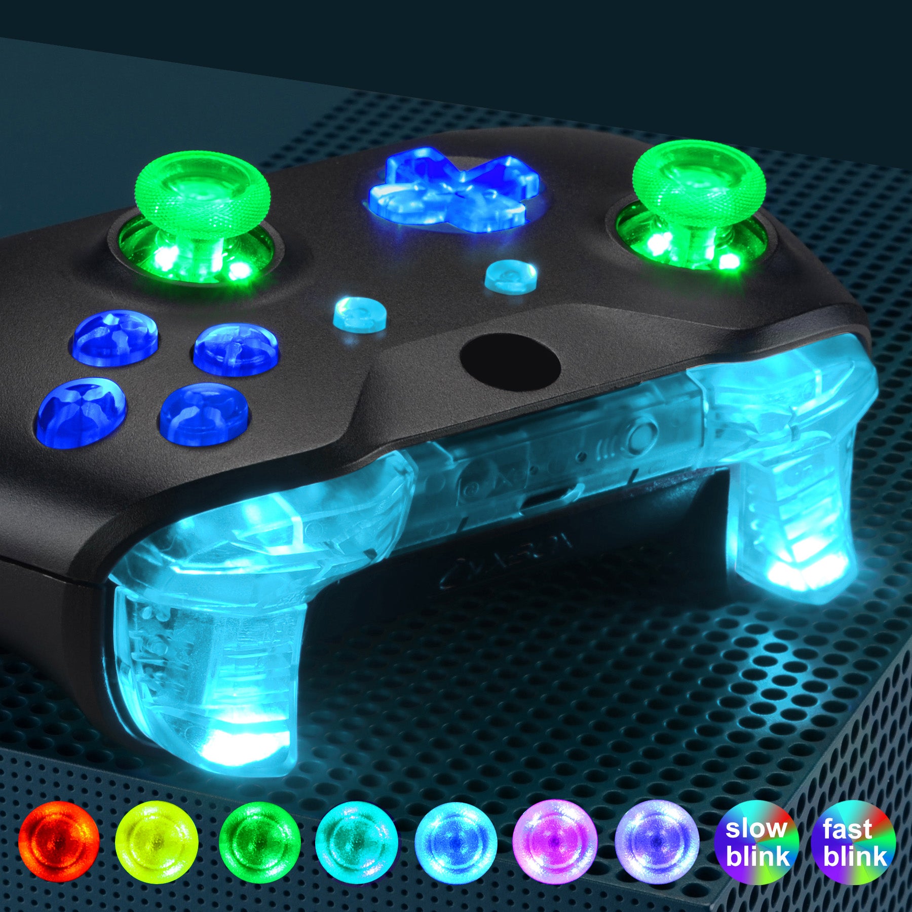 eXtremeRate Multi-Color LED Bumpers, Triggers, D-Pad & Thumbsticks Kit for Xbox One S/X Controller (Model 1708) - Customizable RGB Lighting for Gaming Enthusiasts - Perfect for Night Gaming & Competitive Play (Controller Not Included) X1LED03