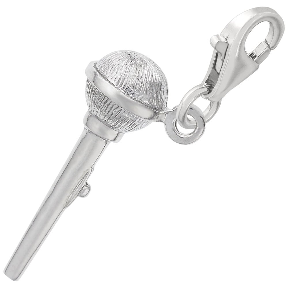 Microphone Charm with Lobster Claw Clasp - Silver Plated Music Note Pendant for Bracelets & Necklaces - Perfect for Musicians, Singers & Music Lovers Jewelry Making