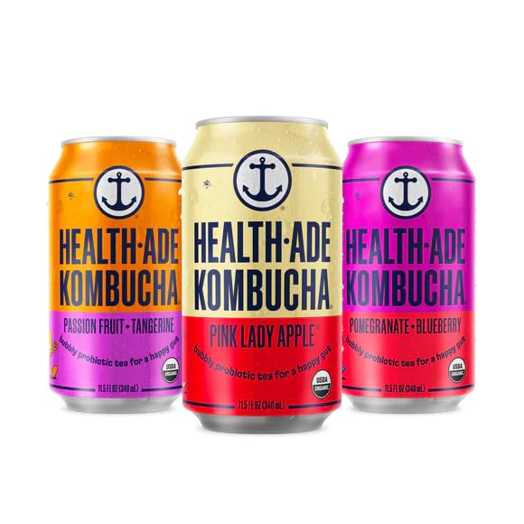 Health-Ade Organic Kombucha Tea - Fruity Favorites Variety Pack (12 x 11.5 Fl Oz Cans) | Probiotic-Rich Fermented Drink for Gut Health | Non-GMO, Vegan & Gluten-Free | Perfect for Post-Workout Recovery & Healthy Lifestyle