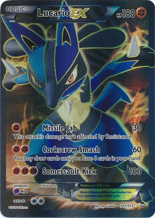Pokemon Lucario 107/111 XY Furious Fists Holo Rare Trading Card - Collectible Game Card for Battles & Display