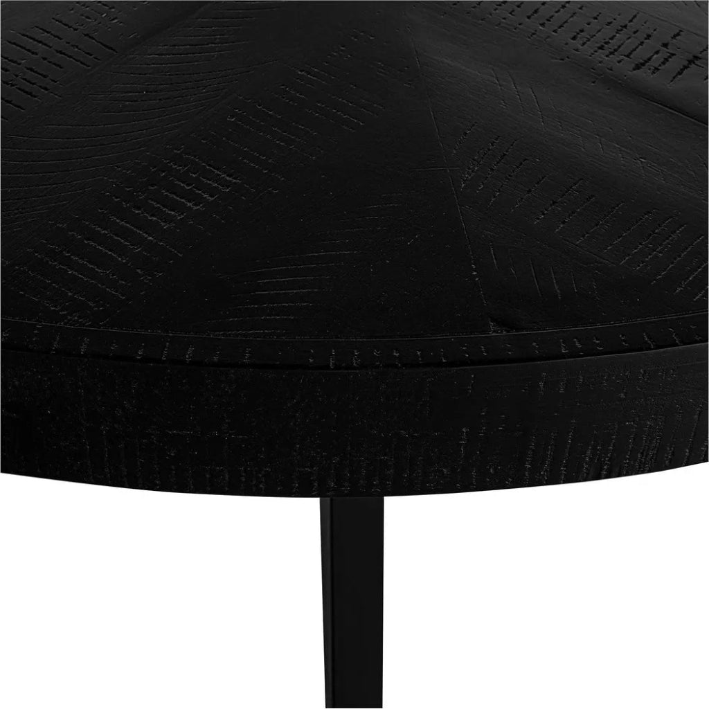 60 Inch Parquet Wood Black Round Dining Table - Perfect for Small Spaces, Kitchen Nooks & Cozy Family Gatherings