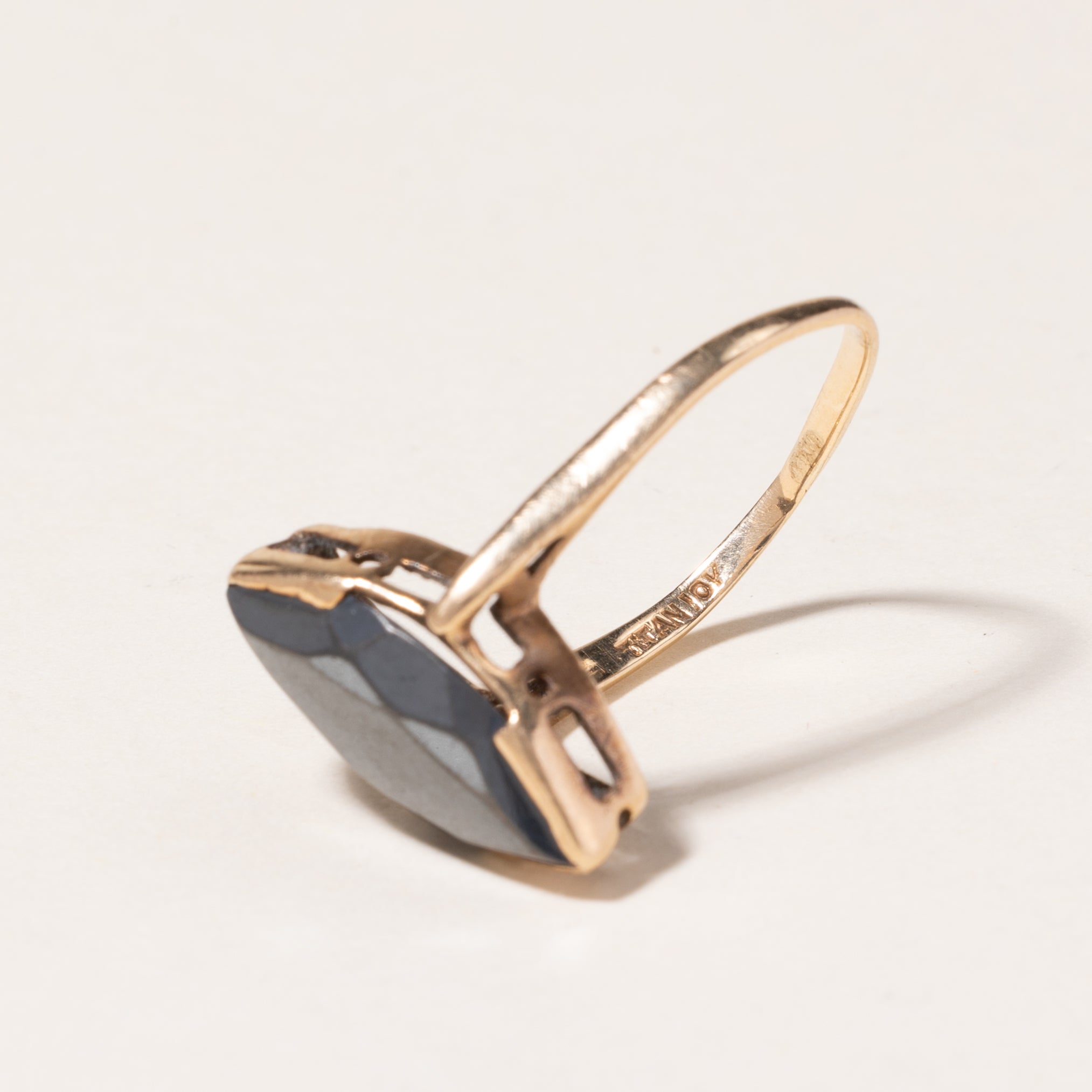10K Yellow Gold Hematite Ring for Women | 3.51ct Genuine Hematite Stone | Size 7 | Elegant Jewelry Gift for Birthday, Anniversary & Special Occasions