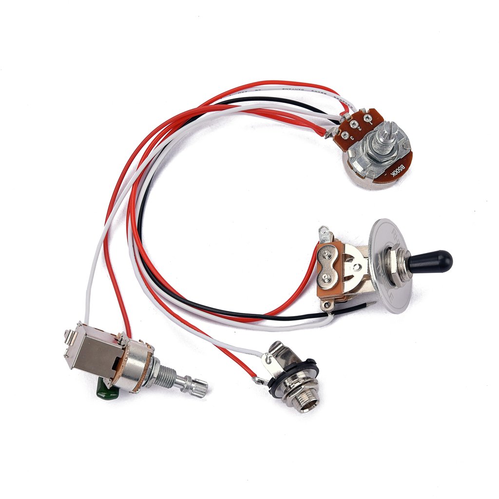 Alnicov Electric Guitar Wiring Harness Kit - Prewired 3-Way Toggle Switch with 1 Volume & 1 Tone Control, 500K Potentiometer & Output Jack - Perfect for DIY Guitar Upgrades & Repairs