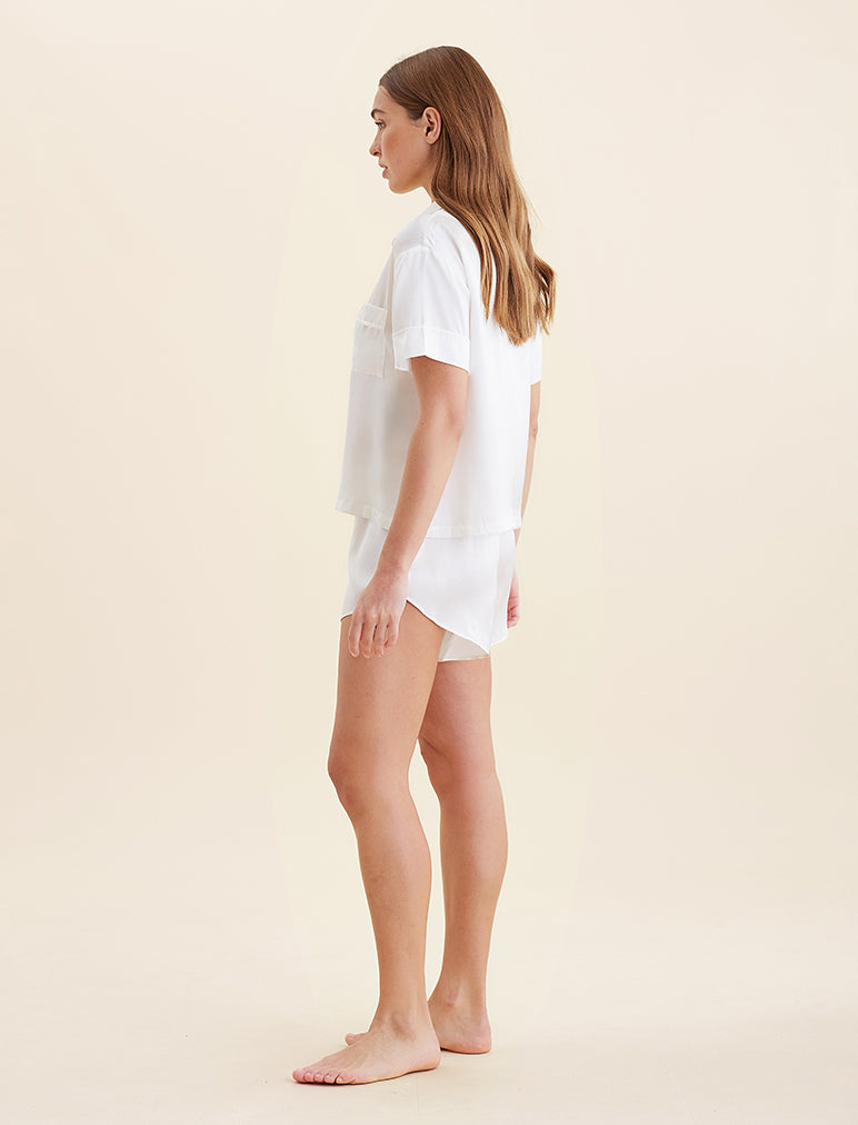 Audrey Washable Silk Boxer Pajamas for Women - Soft & Breathable Sleepwear for Comfortable Nightwear - Perfect for Lounge, Travel & Relaxation at Home