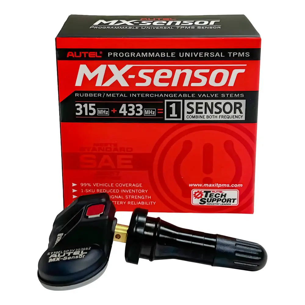 Autel MX Sensor Programmable TPMS Sensor with Rubber Stem - 1 Pack for Car & Truck Tire Pressure Monitoring System - Easy Installation & Reliable Performance for Safe Driving