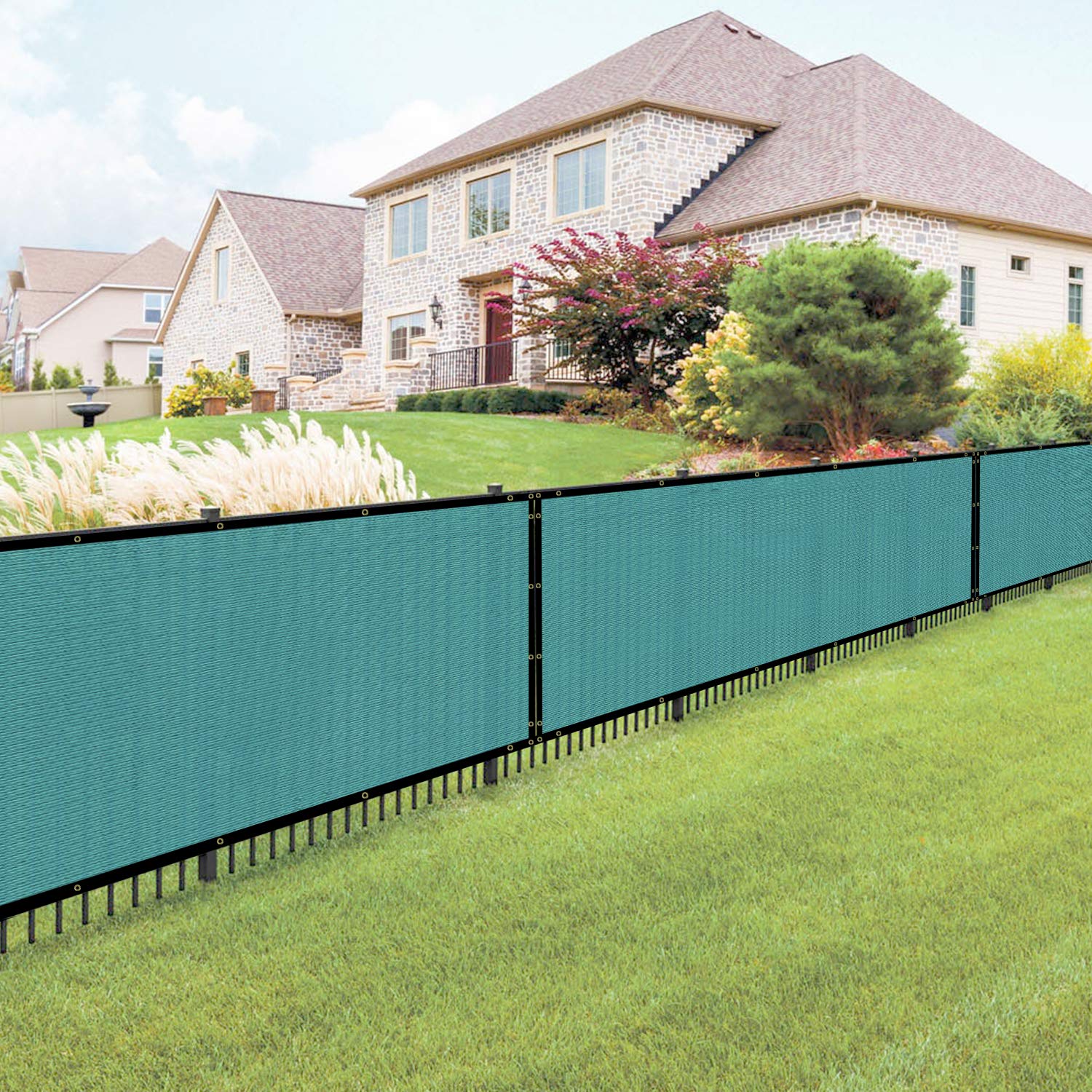 E&K Sunrise 4' x 81' UV Resistant Privacy Fence Screen with Reinforced Grommets - Durable Outdoor Windscreen for Backyard, Garden & Patio Cover - Turquoise Shade Solution for Sun Protection & Privacy | Ideal for Pool Areas, Deck Enclosures, Outdoor Living Spaces, Sports Courts & RV Camping