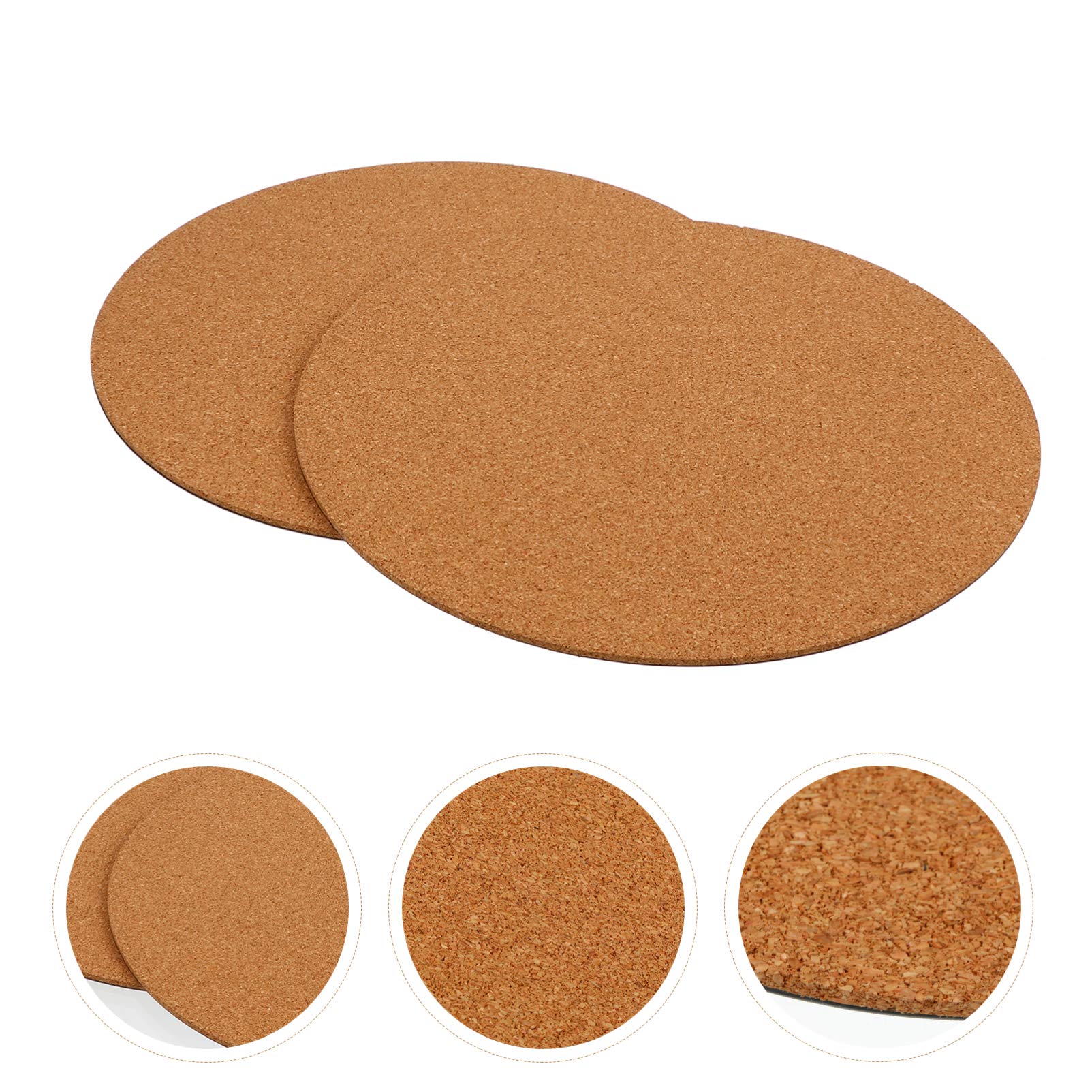 Hemoton 2-Pack Cork Planter Mats - Natural Plant Tray for Flower Pots, Garden Coasters for Indoor/Outdoor Use - Protects Surfaces from Water Damage for Houseplants, Succulents & Gardening Needs