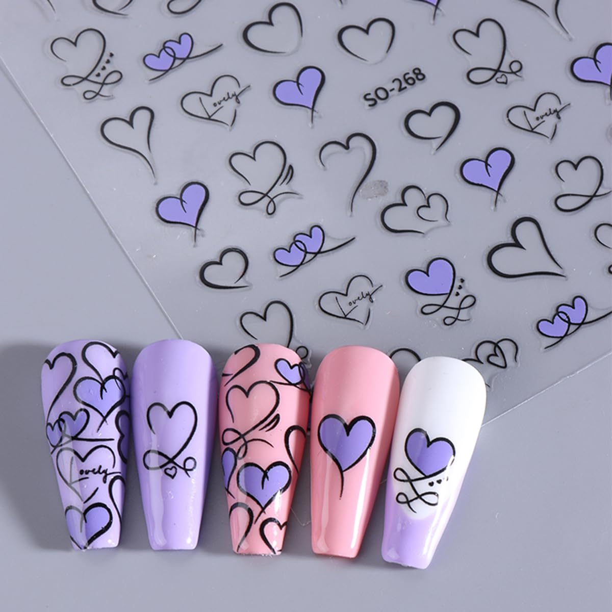 3D Heart Nail Stickers - Valentine's Day Manicure Decor for Nail Art