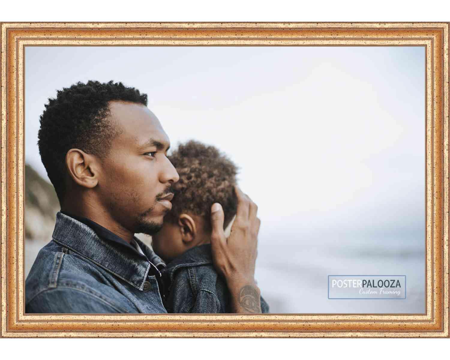 15x22 Traditional Gold Wood Picture Frame with UV Acrylic Plexiglass - Complete Set with Foam Board Backing & Hanging Hardware - Perfect for Posters, Artwork, and Home Decor Display