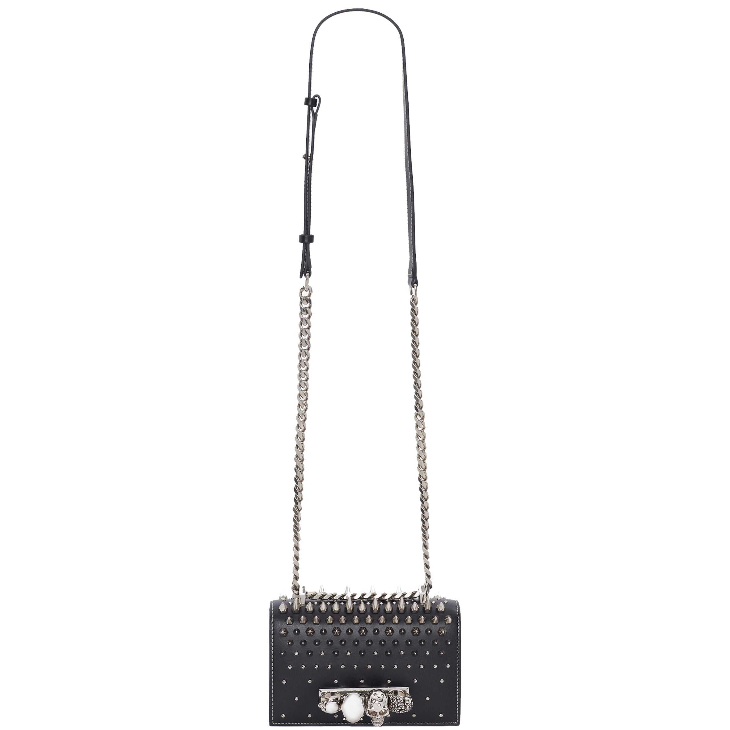 Stylish Black Jewelled Knuckle Satchel Mini Handbag - Perfect for Evening Parties, Date Nights & Special Occasions