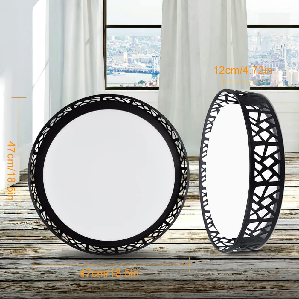 Dimmable 35W LED Ceiling Light with Remote Control - Round Flush Mount Black Ceiling Lamp, 3 Color Changeable (3000K-6000K) for Bedroom, Kitchen, Dining Room, Office, Hall & Kids' Room - Modern Lighting with Timer Function for Home & Commercial Spaces