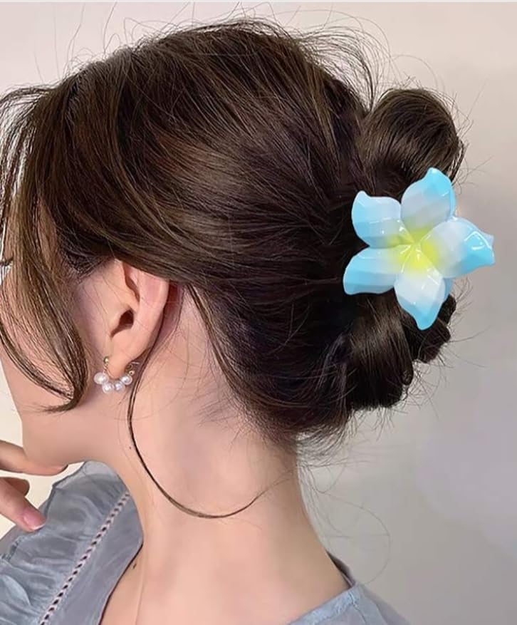 Lichie Flower Shaped Medium Hair Claw Clip for Women & Girls - 3 Pack | Non-Slip Hair Clips for Ponytails, Buns & Updos - Perfect for Daily Use, Work & Special Occasions