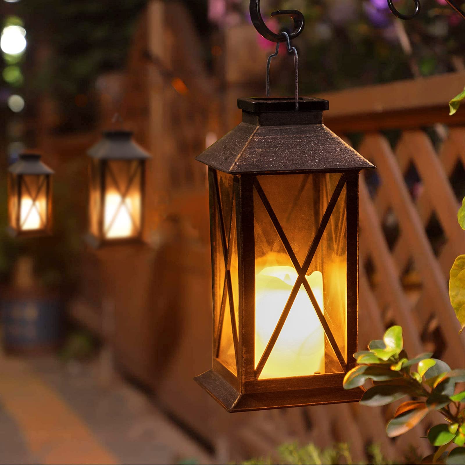 Square Solar Lantern Outdoor - Waterproof Hanging Garden Lights for Patio, Pathway, Yard - Solar Powered Decorative Lighting for Parties, Weddings & Outdoor Decor