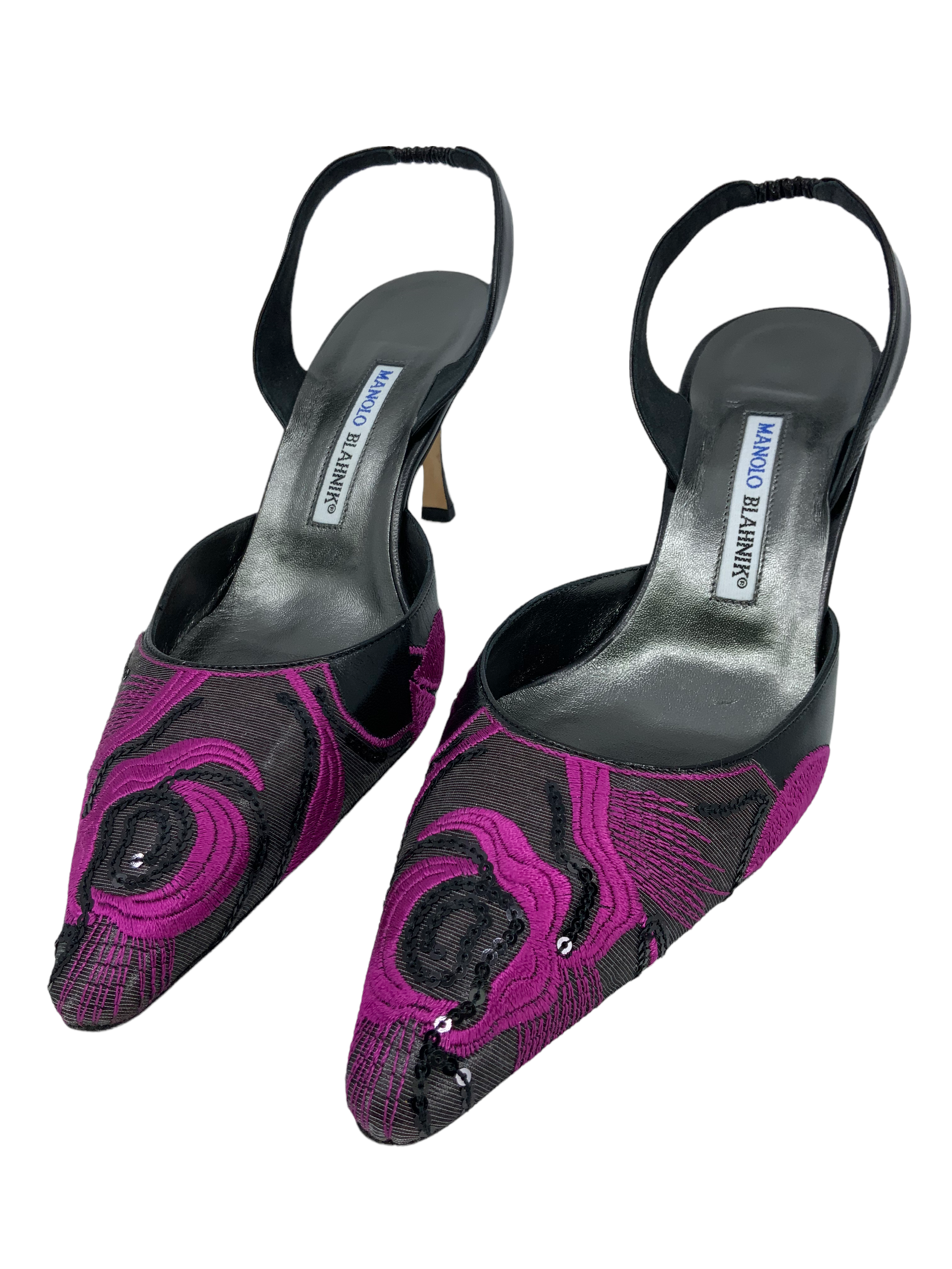 Manolo Blahnik Embroidered Carolyne Slingback Pumps - Women's Size 11 (US) | Elegant Heels for Weddings, Parties & Special Occasions